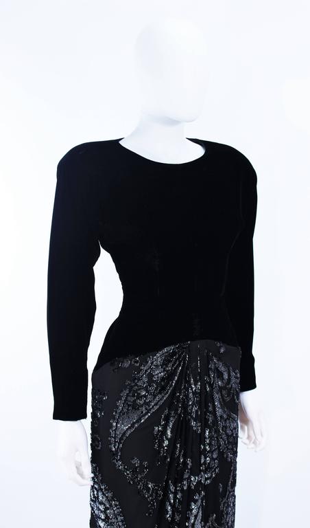 FRANK TIGNINO Velvet and Silk Lame Black and Silver Gown Size 6 For ...