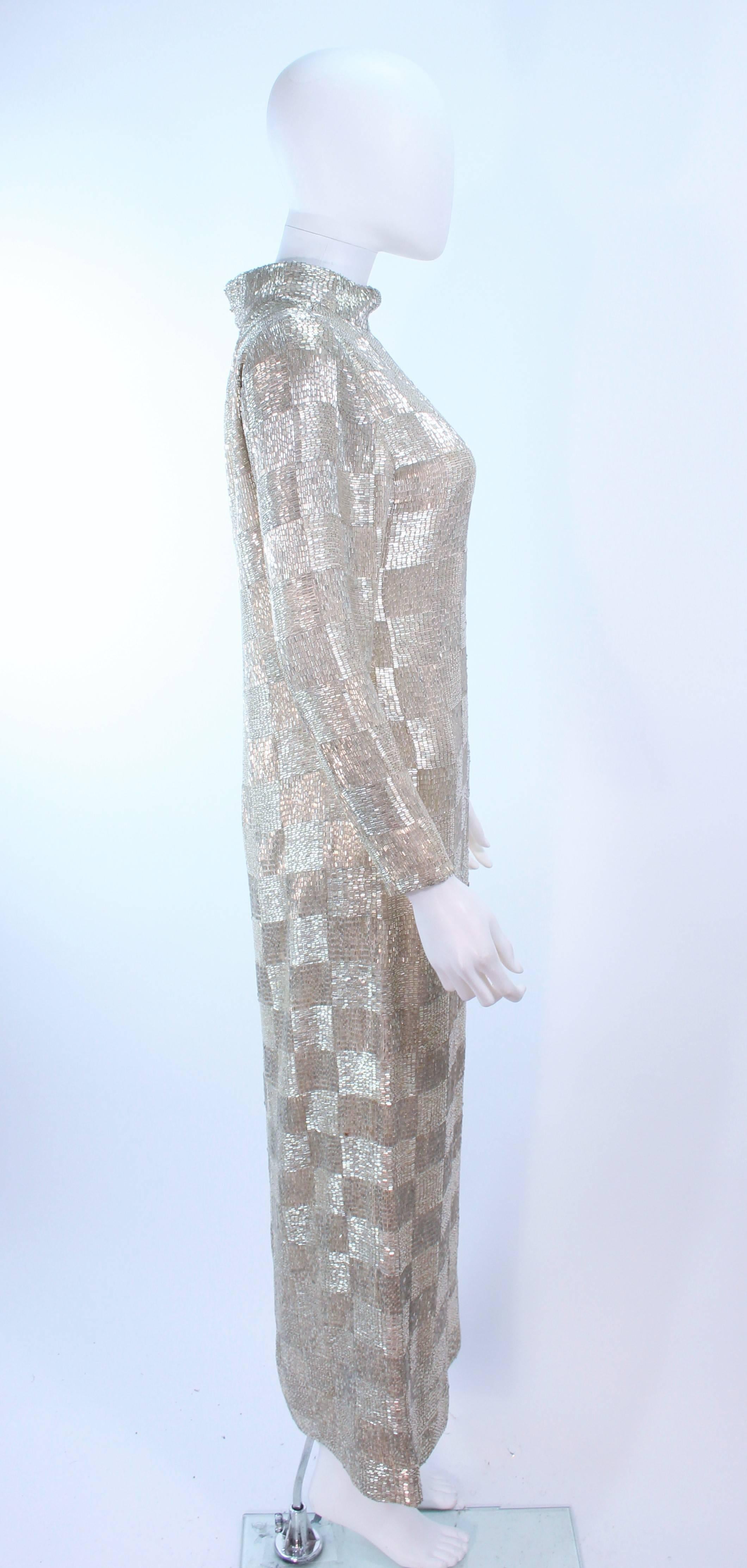 DONALD BROOKS Silver Glass Beaded Gown Size 4 For Sale 4