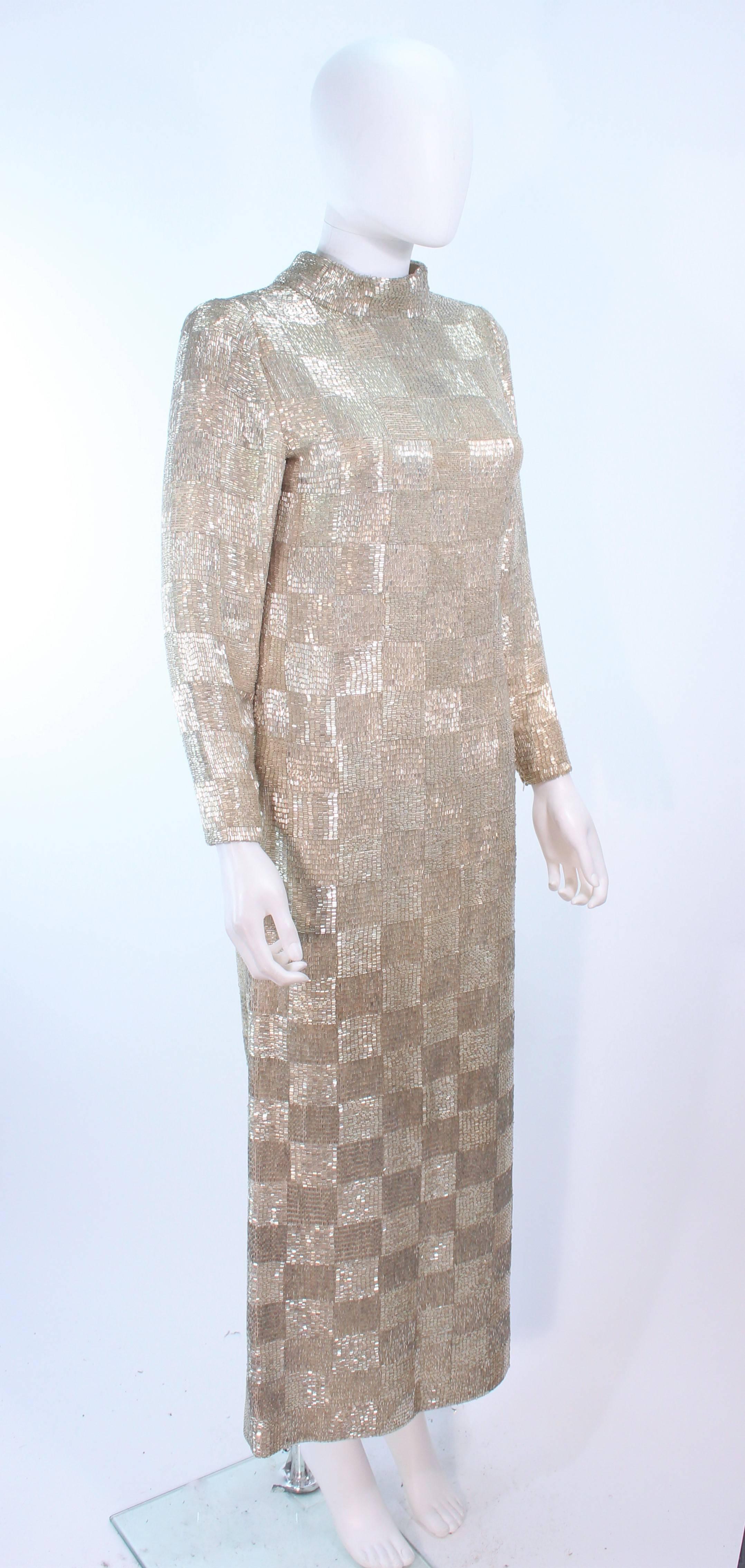 DONALD BROOKS Silver Glass Beaded Gown Size 4 For Sale 3