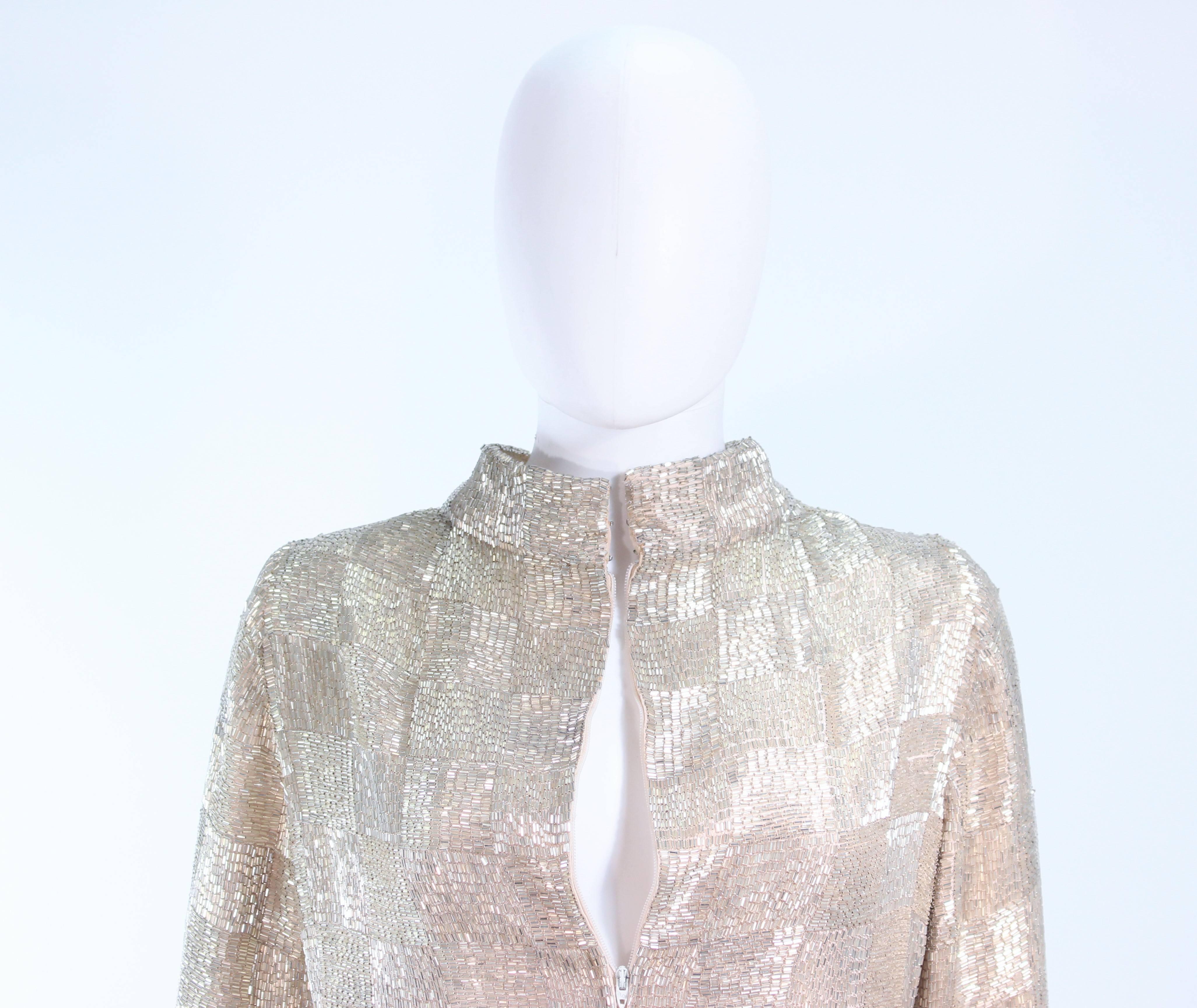 DONALD BROOKS Silver Glass Beaded Gown Size 4 For Sale 2