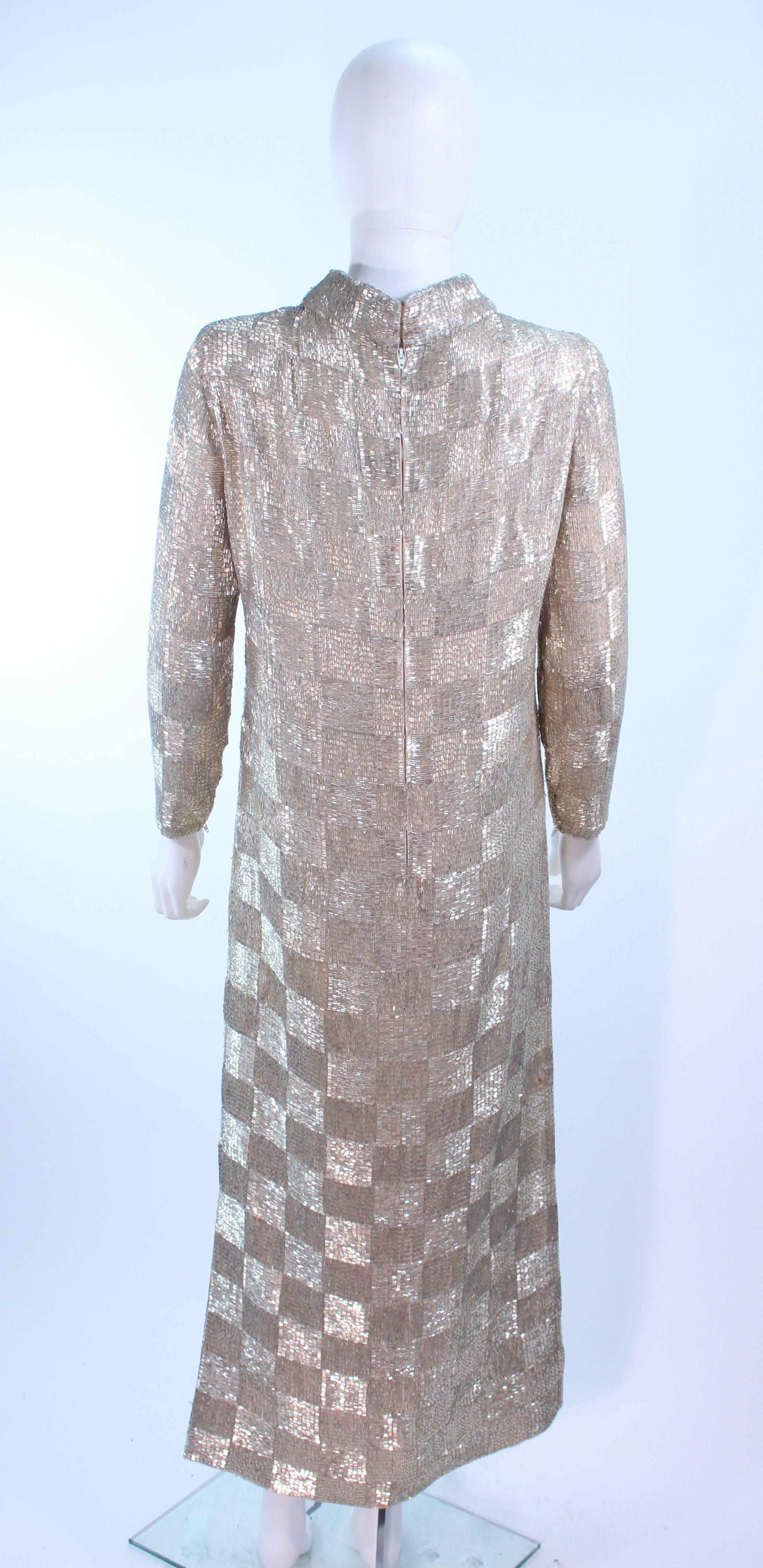 DONALD BROOKS Silver Glass Beaded Gown Size 4 For Sale 5
