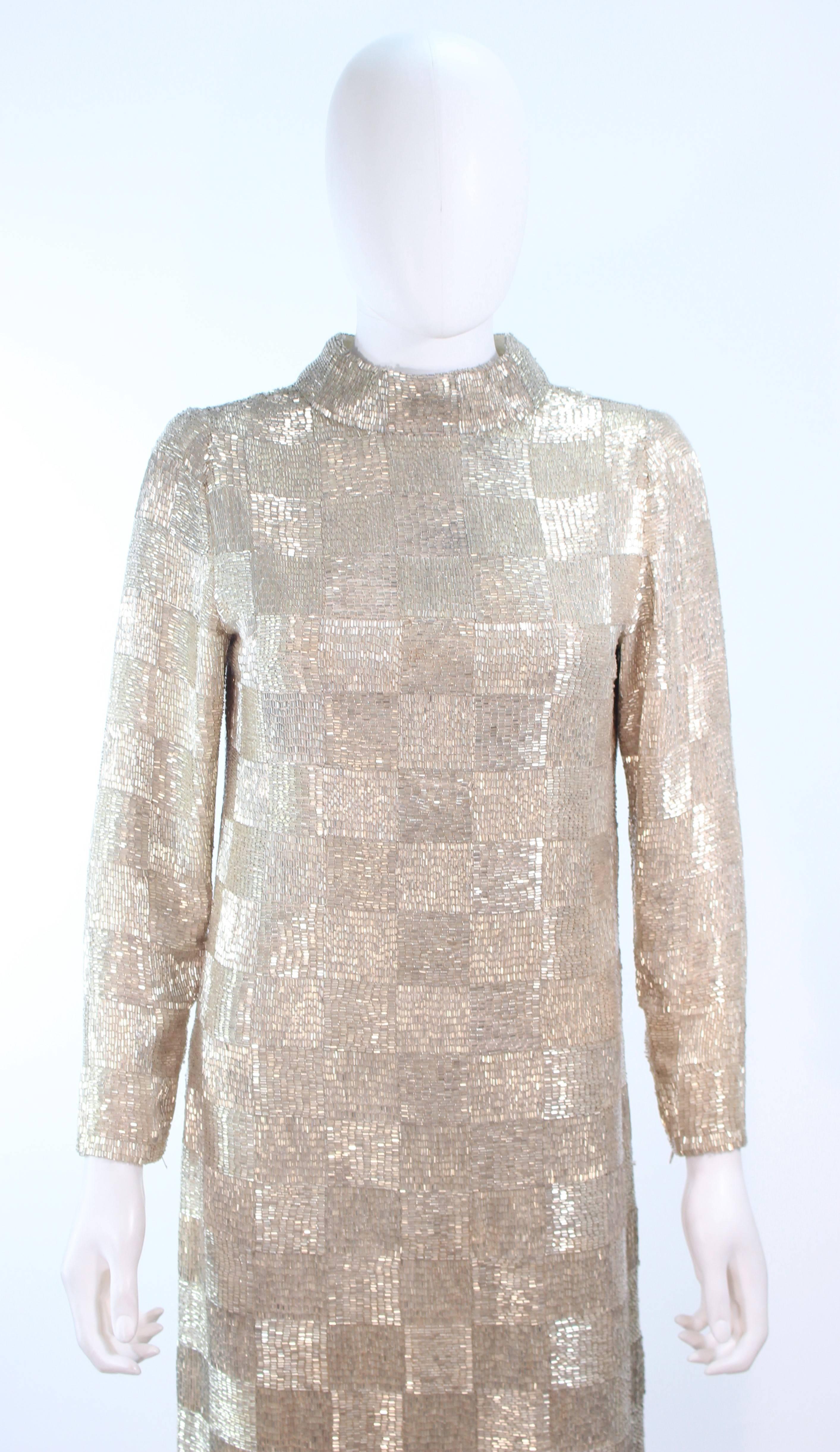 DONALD BROOKS Silver Glass Beaded Gown Size 4 In Excellent Condition For Sale In Los Angeles, CA