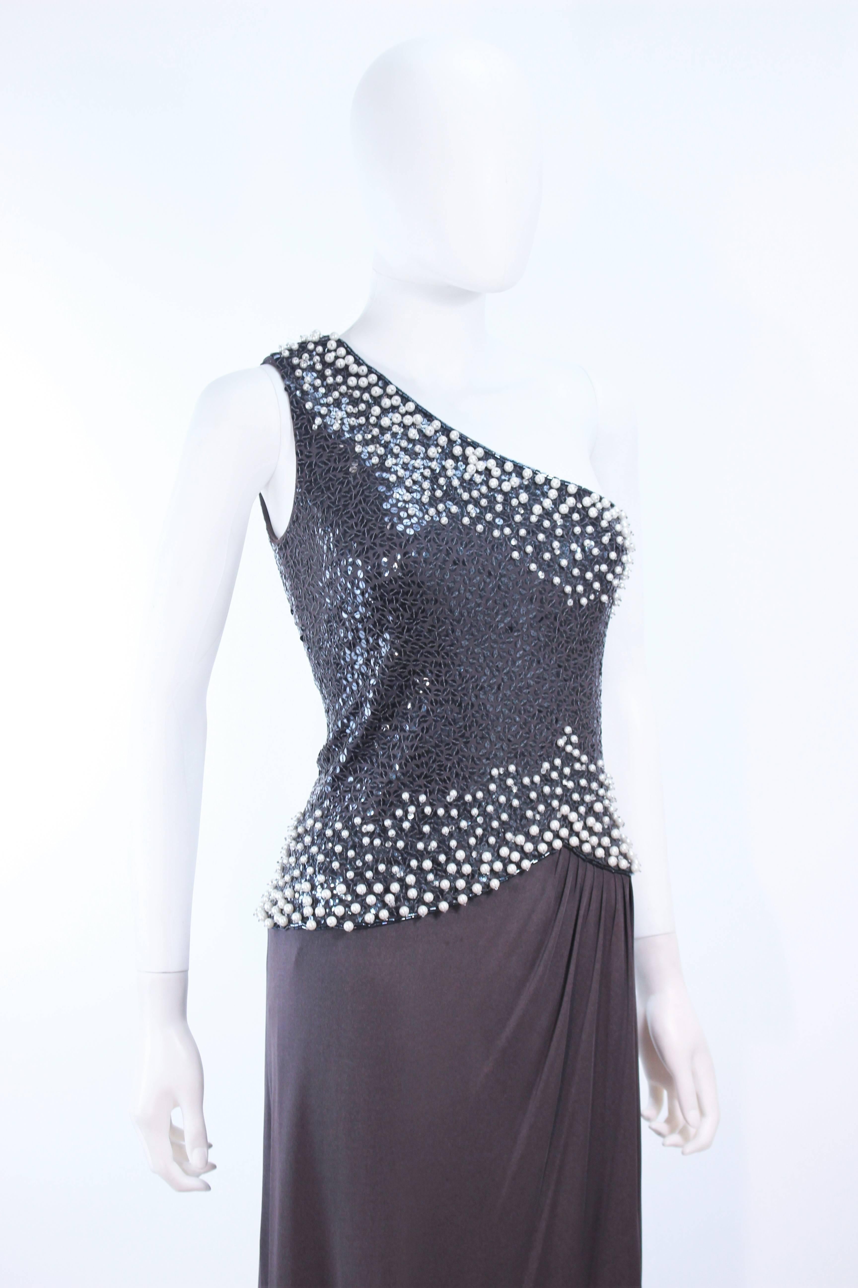 Women's GIORGIO Beverly Hills Grey Sequin and Beaded Asymmetrical Design Size 8 For Sale