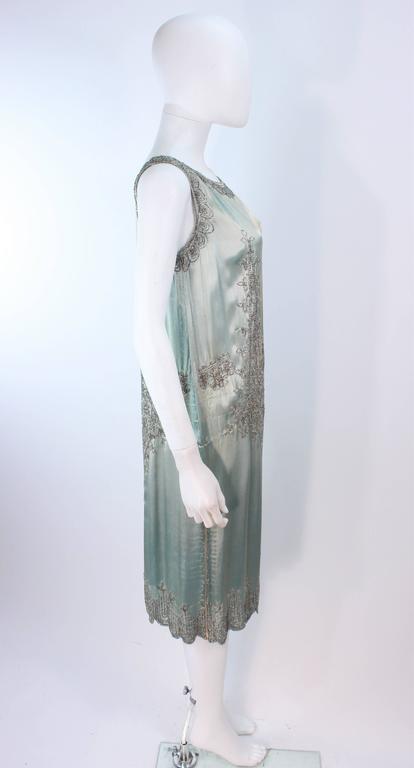Vintage 1920's Aqua Silk Cocktail Dress with Hand Beaded Applique Size ...