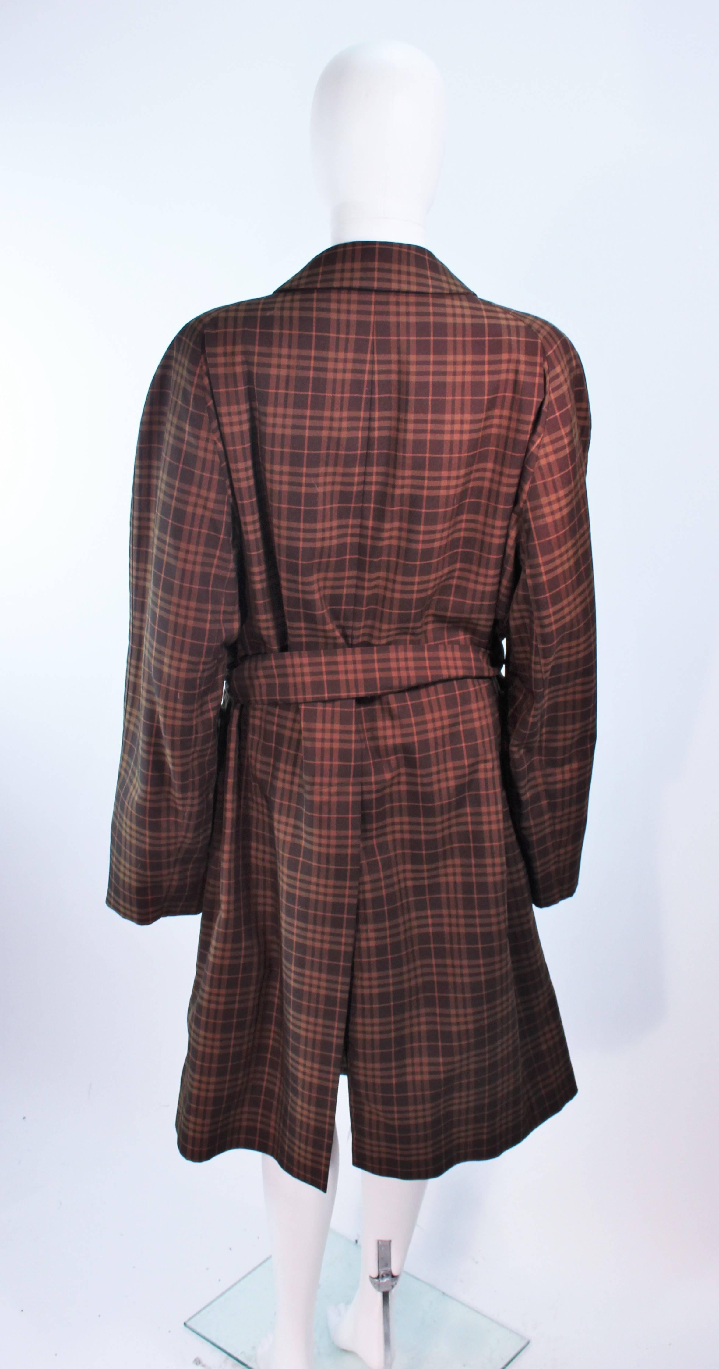 Women's BURBERRY Chocolate Plaid Double Breast Trench Coat Size Large