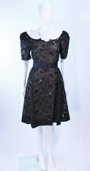 ARNOLD SCAASI Belle De Jour Black Sequin Lace Cocktail Dress Size 10