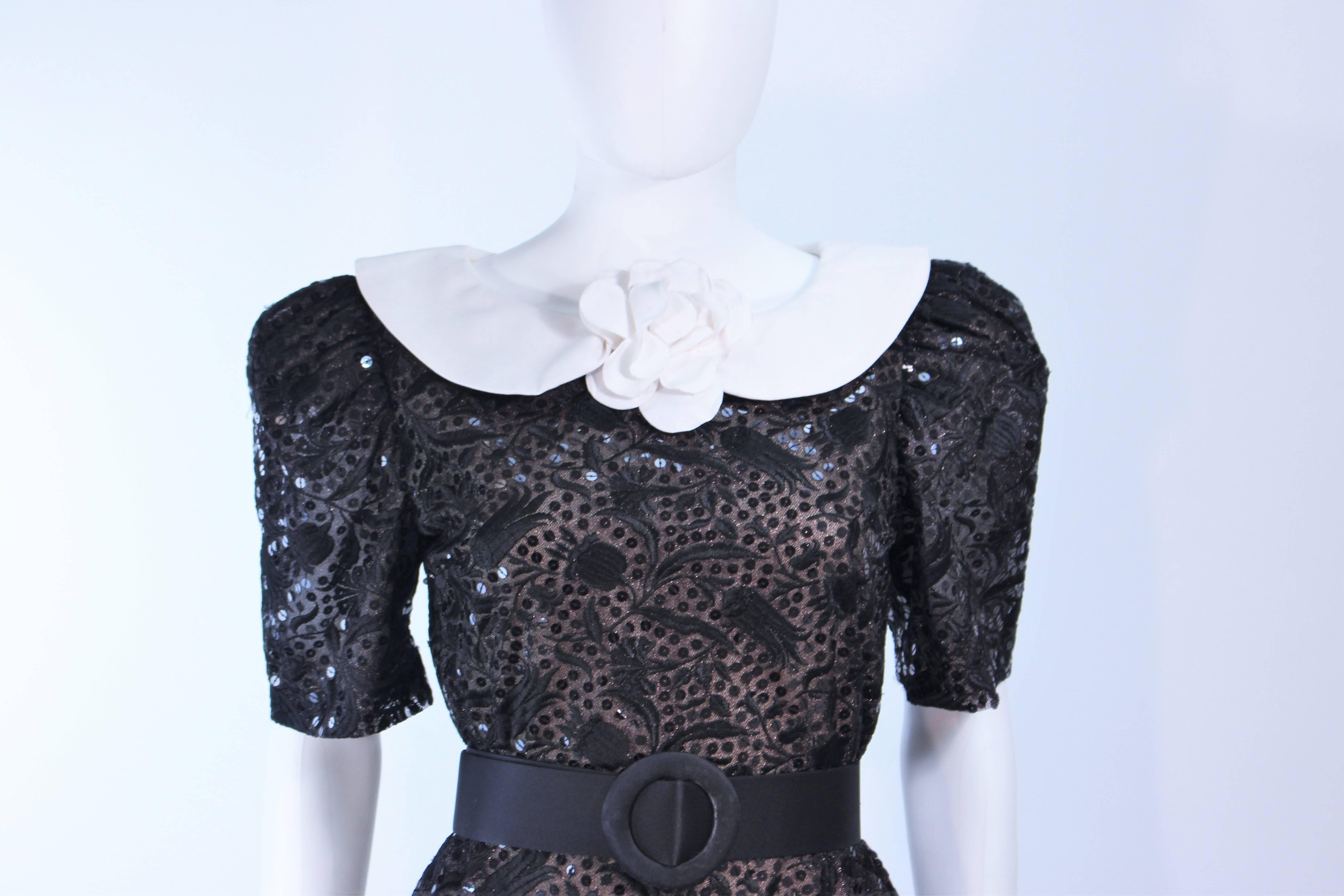De las mujeres ARNOLD SCAASI Belle De Jour Vestido de cóctel de encaje y lentejuelas negro Talla 10 en venta