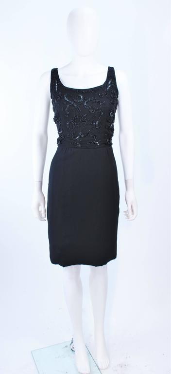 Vintage 1950's Black Silk Beaded Cocktail Dress Size 6 For Sale at 1stDibs