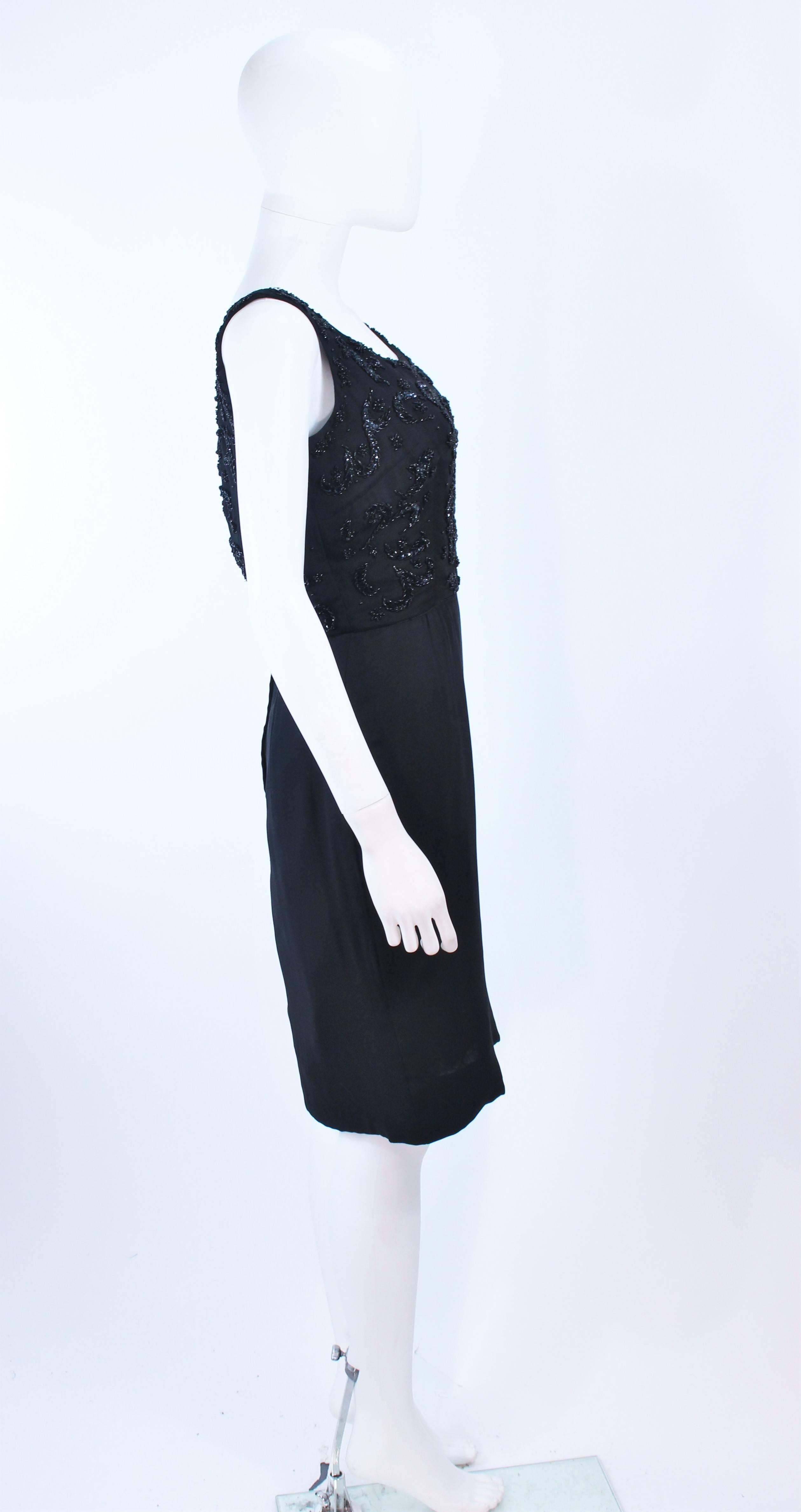 Vintage 1950's Black Silk Beaded Cocktail Dress Size 6  For Sale 3