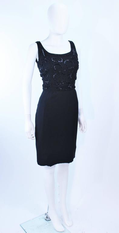 Vintage 1950's Black Silk Beaded Cocktail Dress Size 6 For Sale at 1stDibs