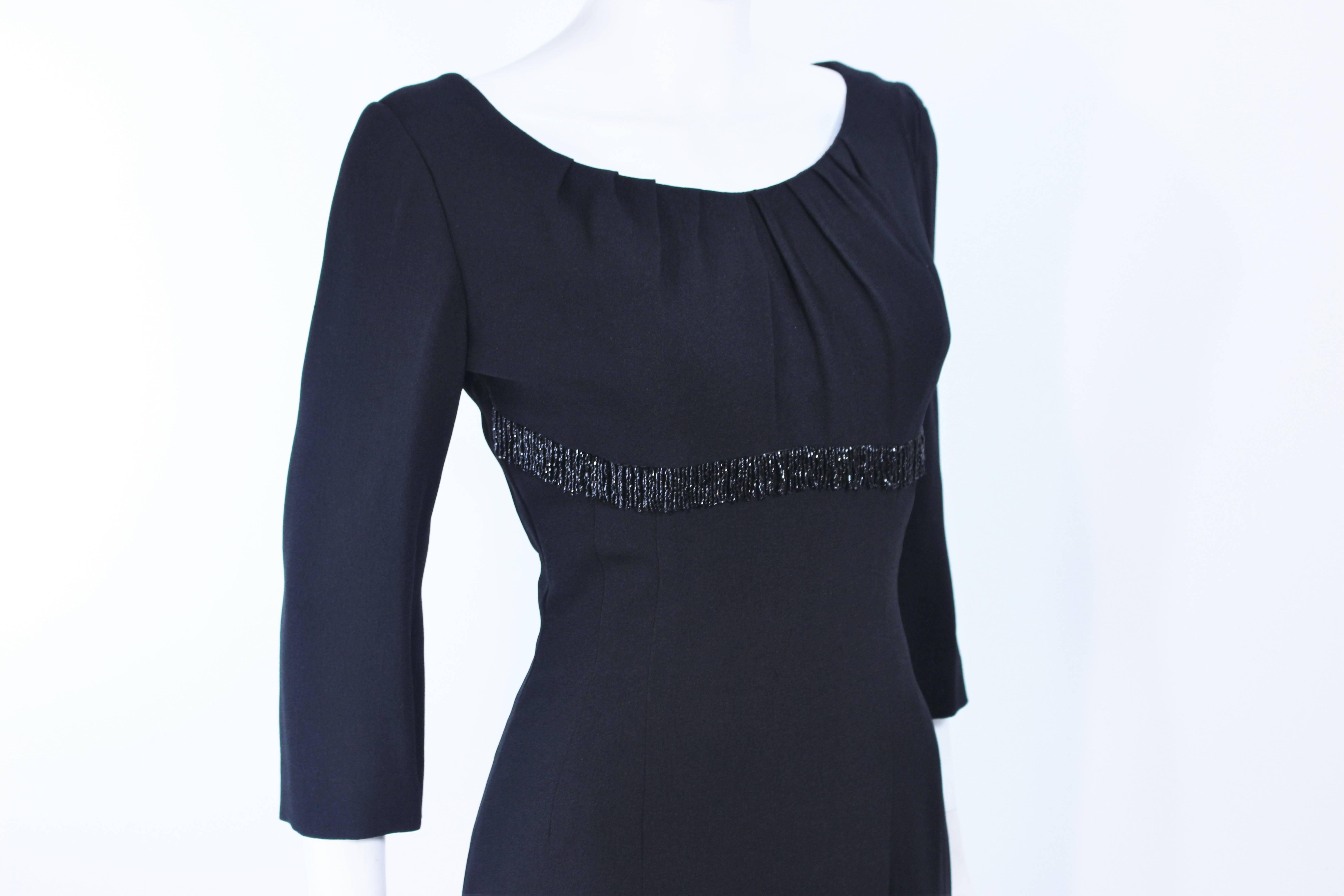 KAT DAUZIG Black Silk Crepe Cocktail Dress Beaded Size 2 4 For Sale 1