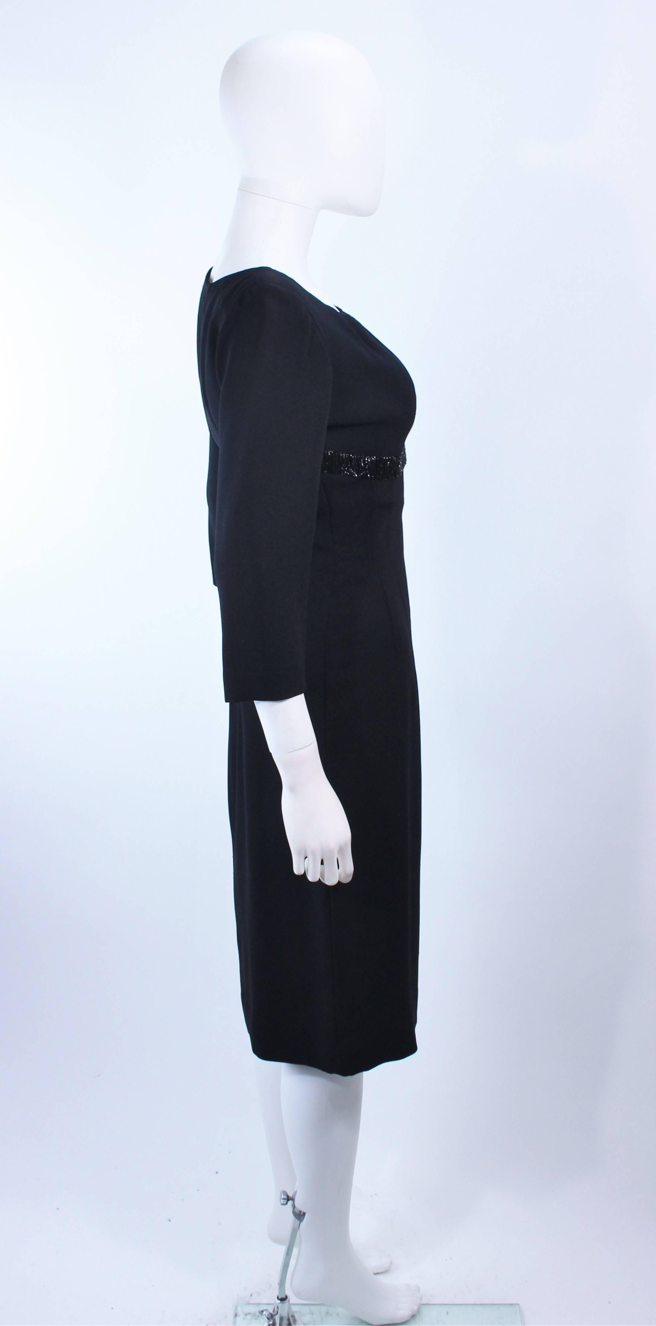 KAT DAUZIG Black Silk Crepe Cocktail Dress Beaded Size 2 4 For Sale 2