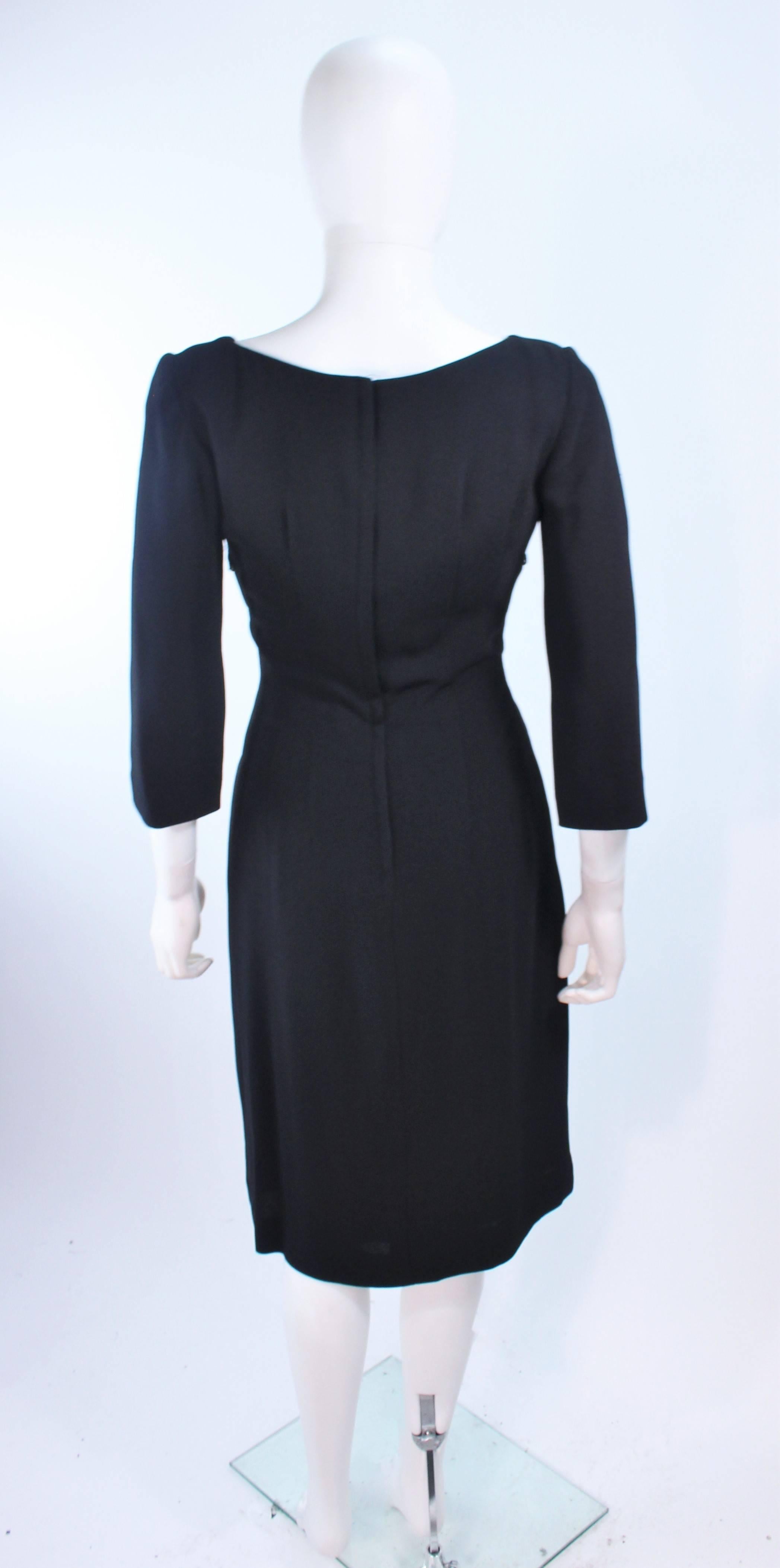 KAT DAUZIG Black Silk Crepe Cocktail Dress Beaded Size 2 4 For Sale 3