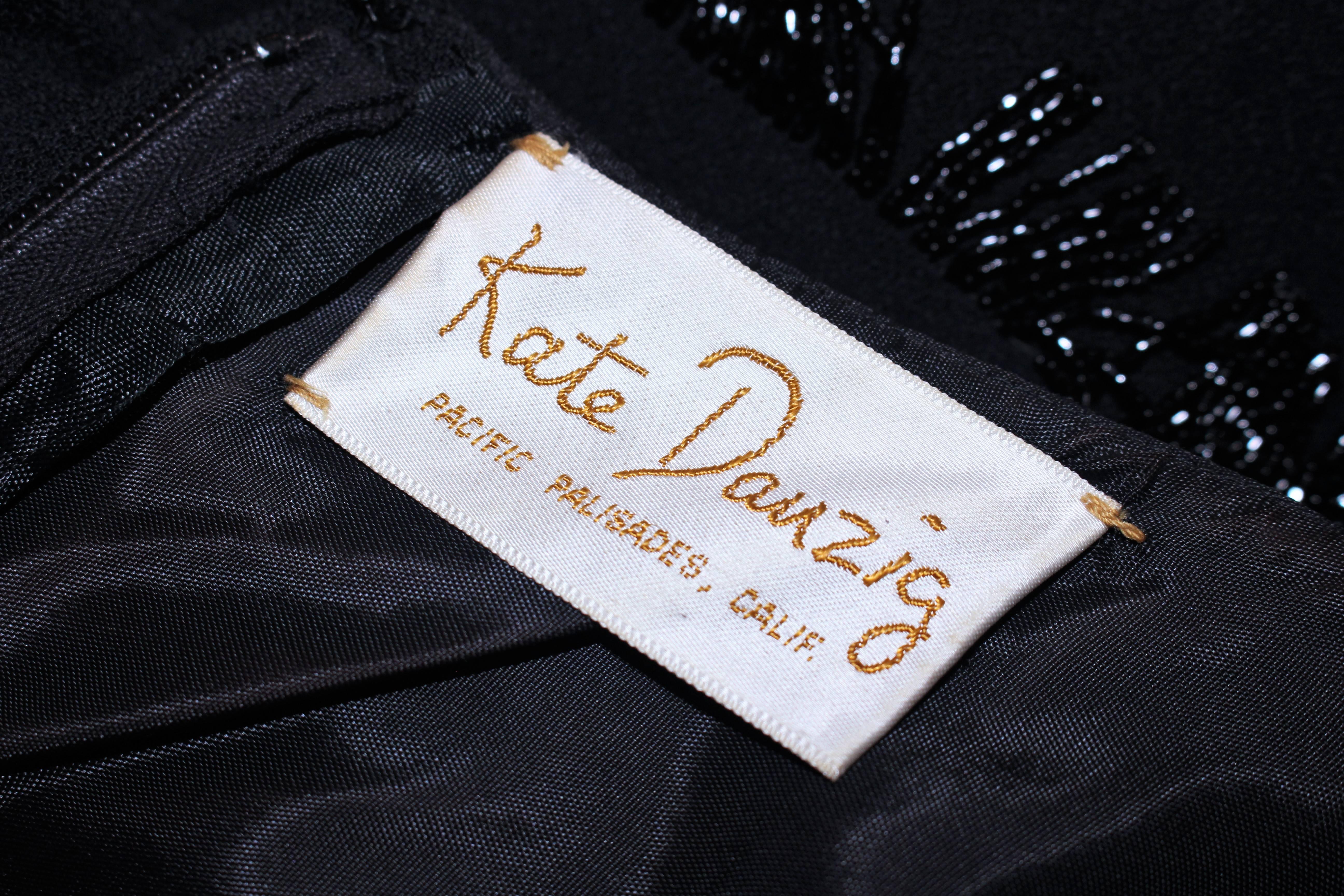 KAT DAUZIG Robe de cocktail en crêpe de soie noir perlée Taille 2 4 en vente 3