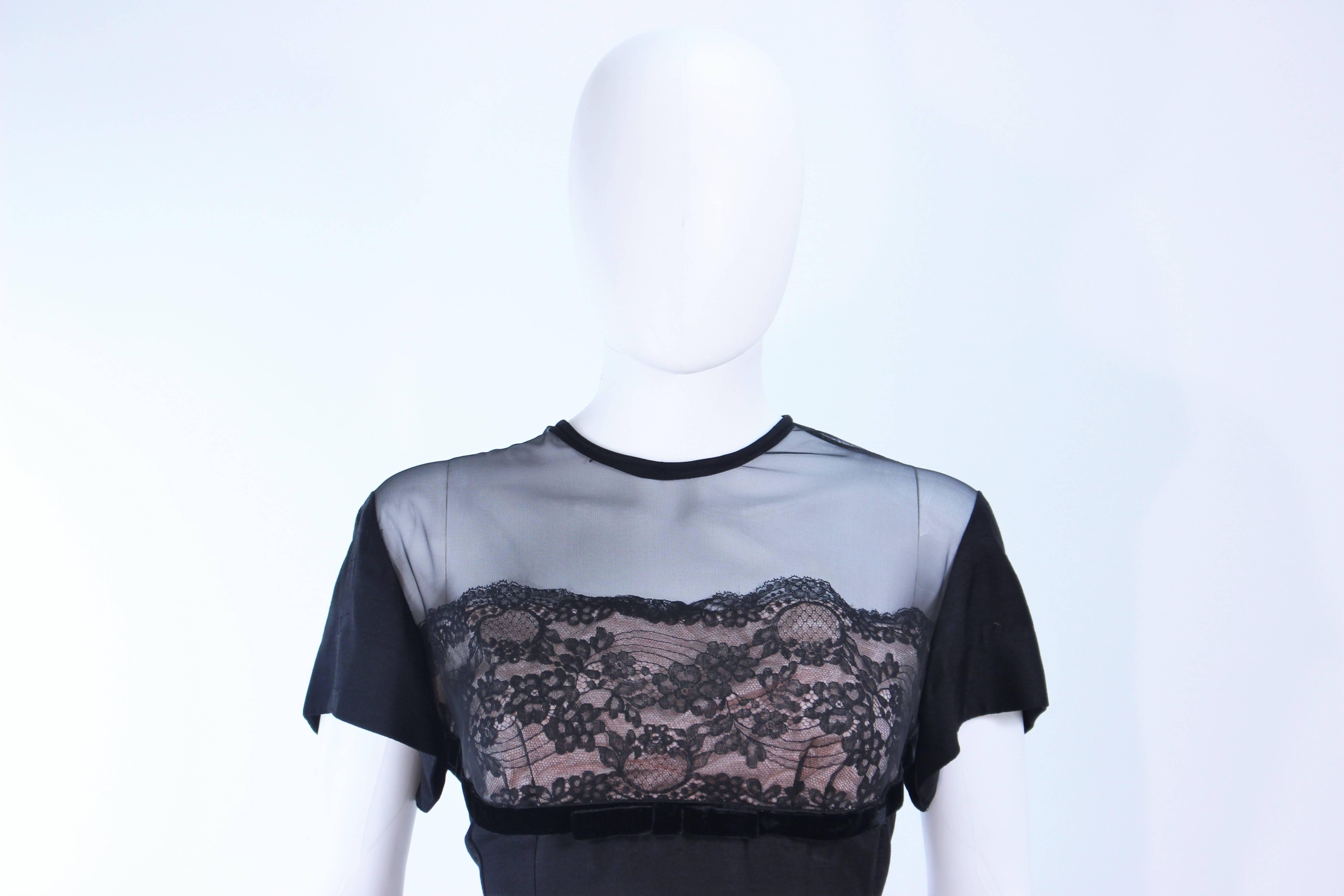 Women's J. HARLAN Black Silk and Lace Cocktail Dress with Sheer Details Size 8 For Sale