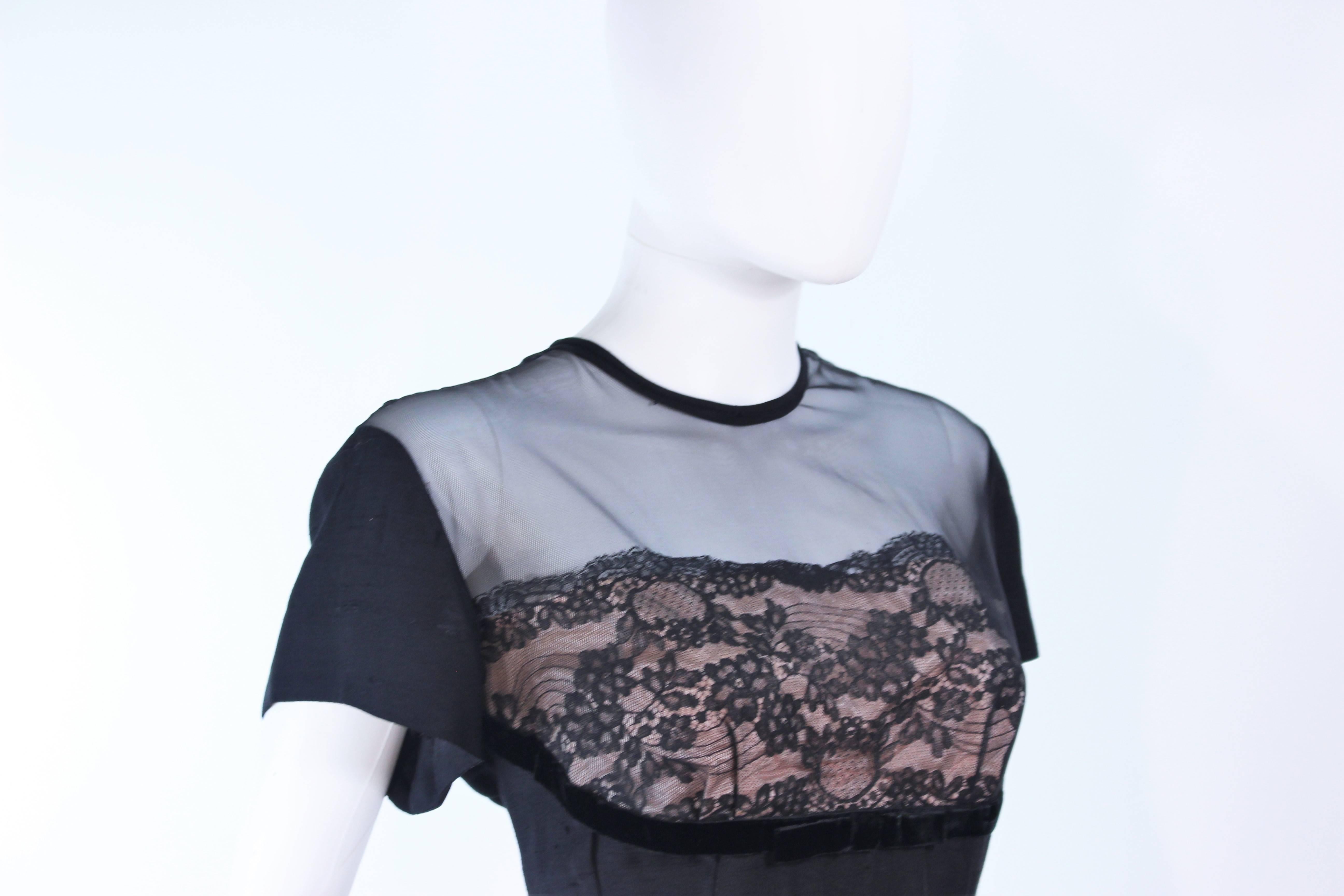 J. HARLAN - Vestito da cocktail in seta e pizzo nero con dettagli trasparenti Taglia 8 in vendita 2
