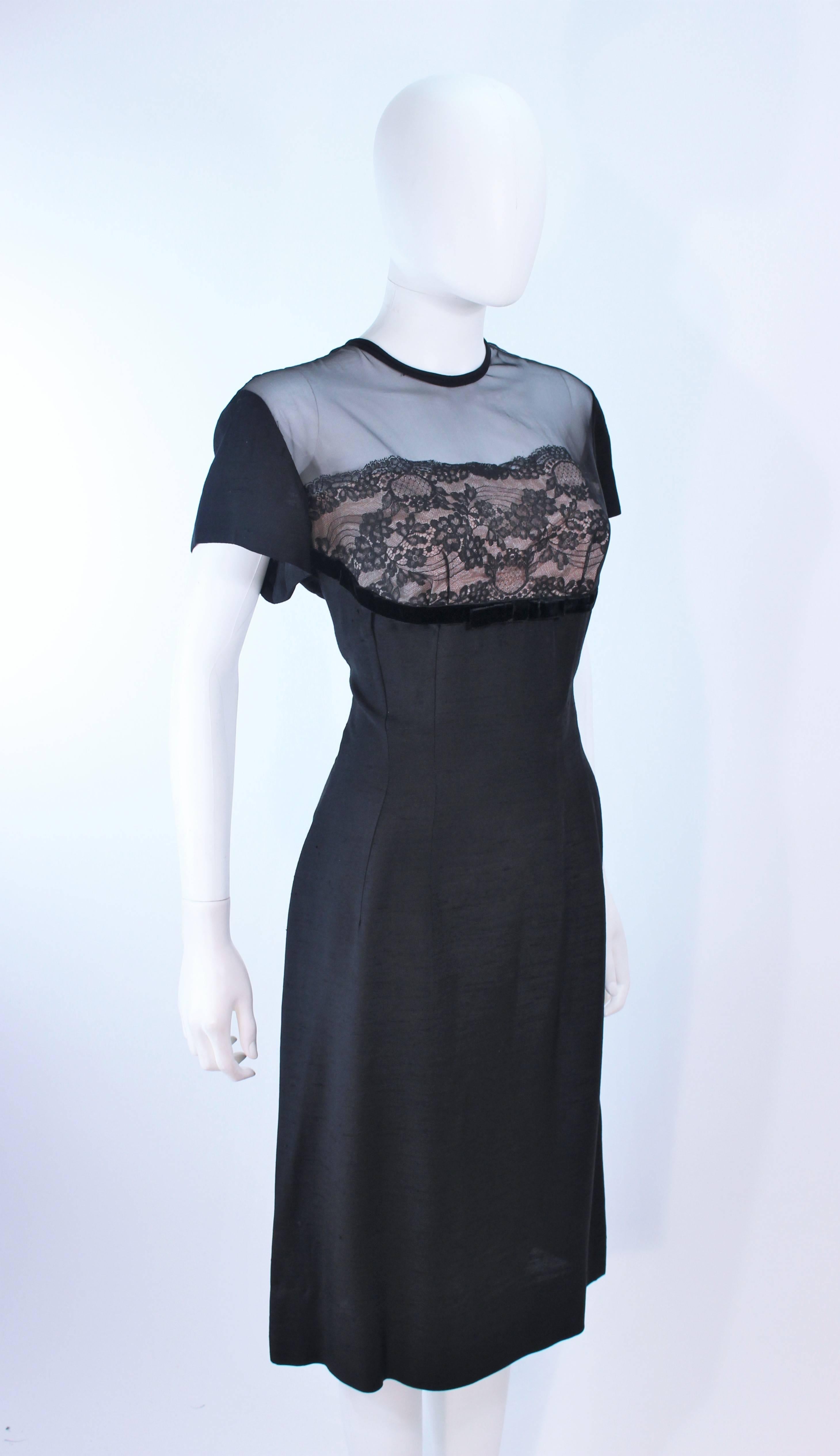 J. HARLAN Black Silk and Lace Cocktail Dress with Sheer Details Size 8 For Sale 2