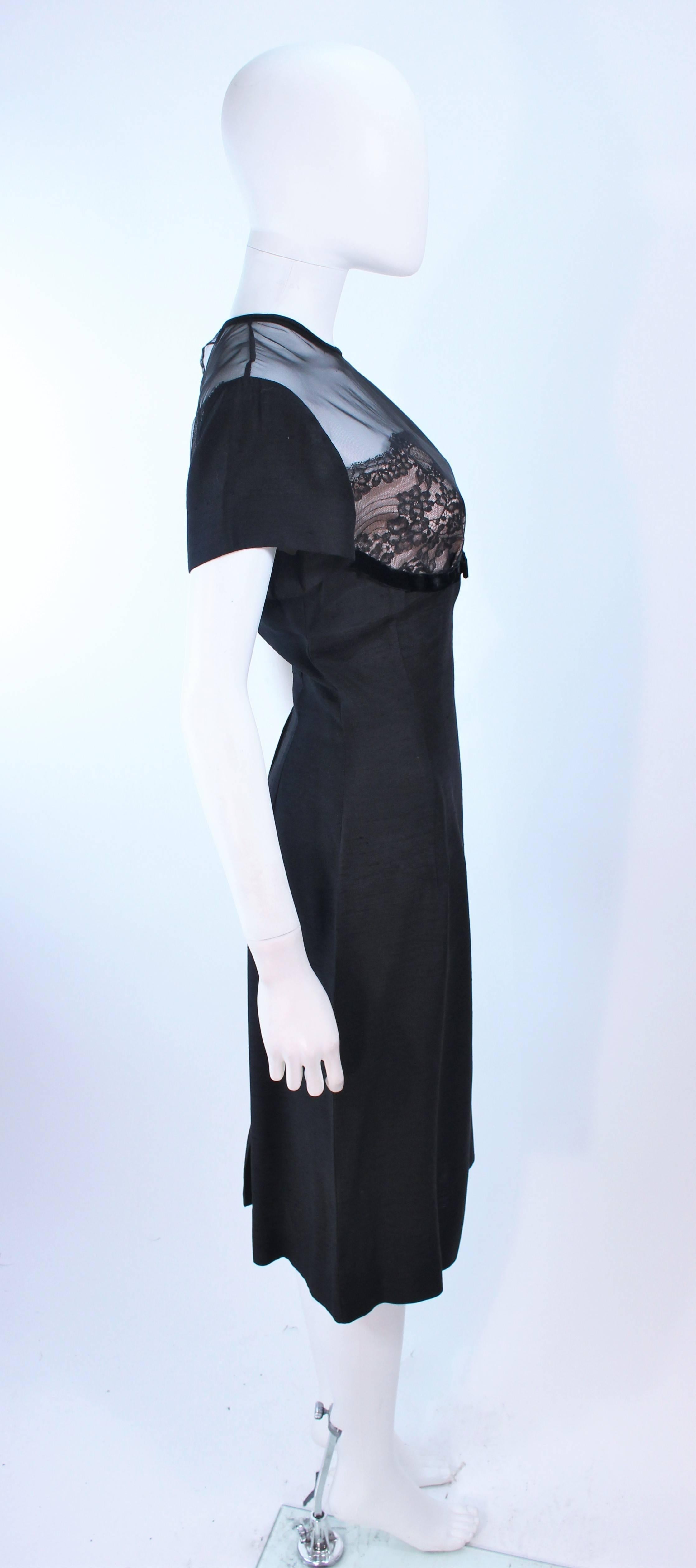 J. HARLAN Black Silk and Lace Cocktail Dress with Sheer Details Size 8 For Sale 4