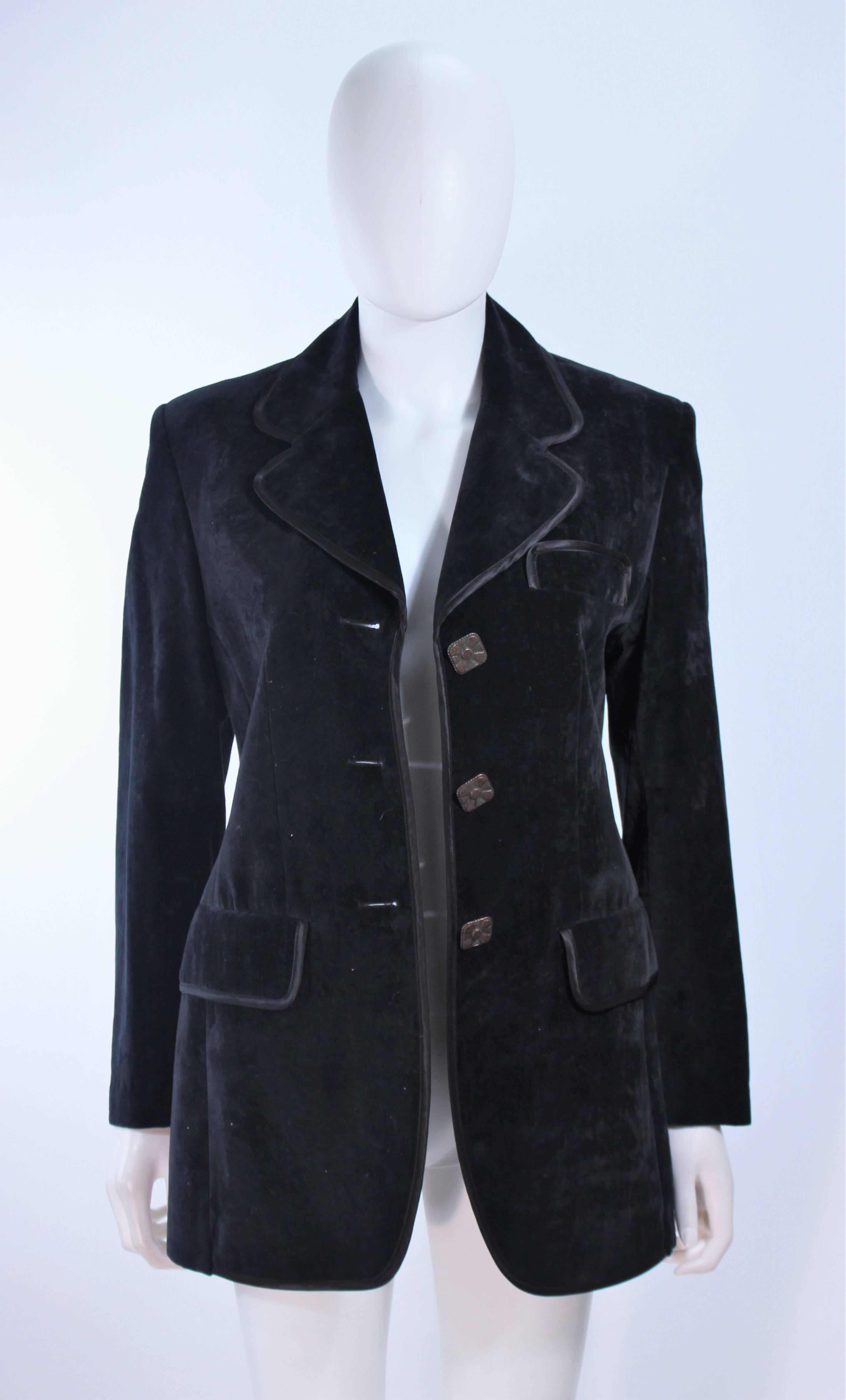 Women's CHRISTIAN LACROIX Black Velvet Jacket with Silk Trim Size 40 For Sale