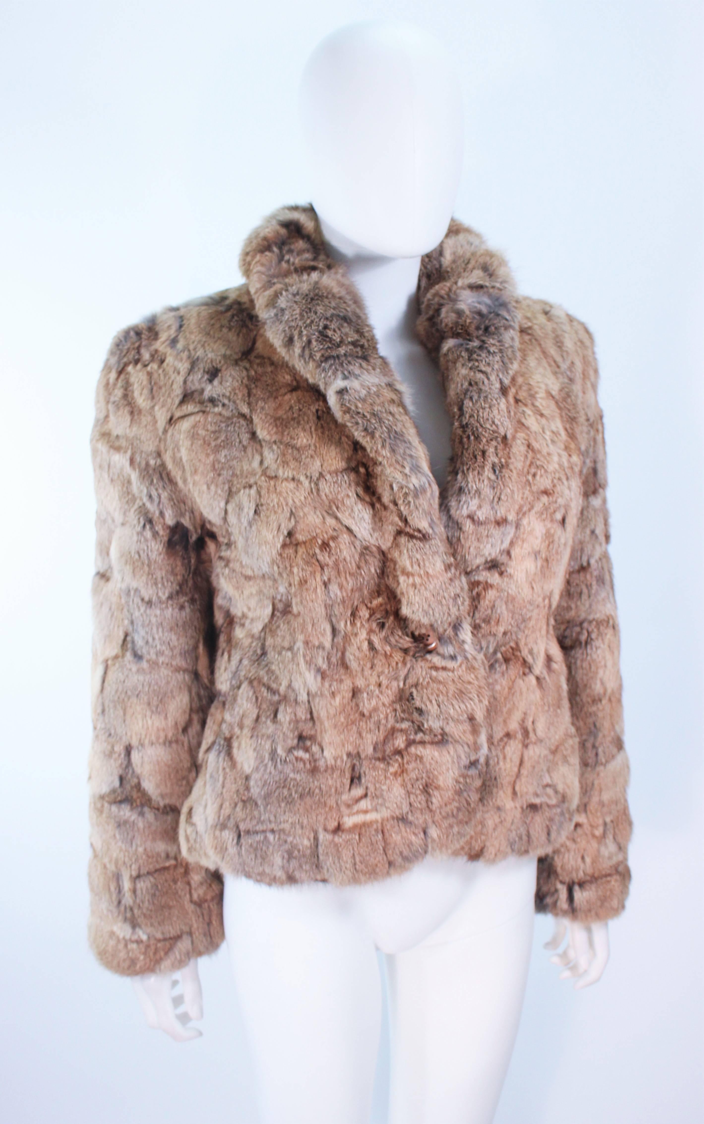 Brown SERGIO VALENTE 1970's Chunky Rabbit Fur Jacket Size Medium For Sale