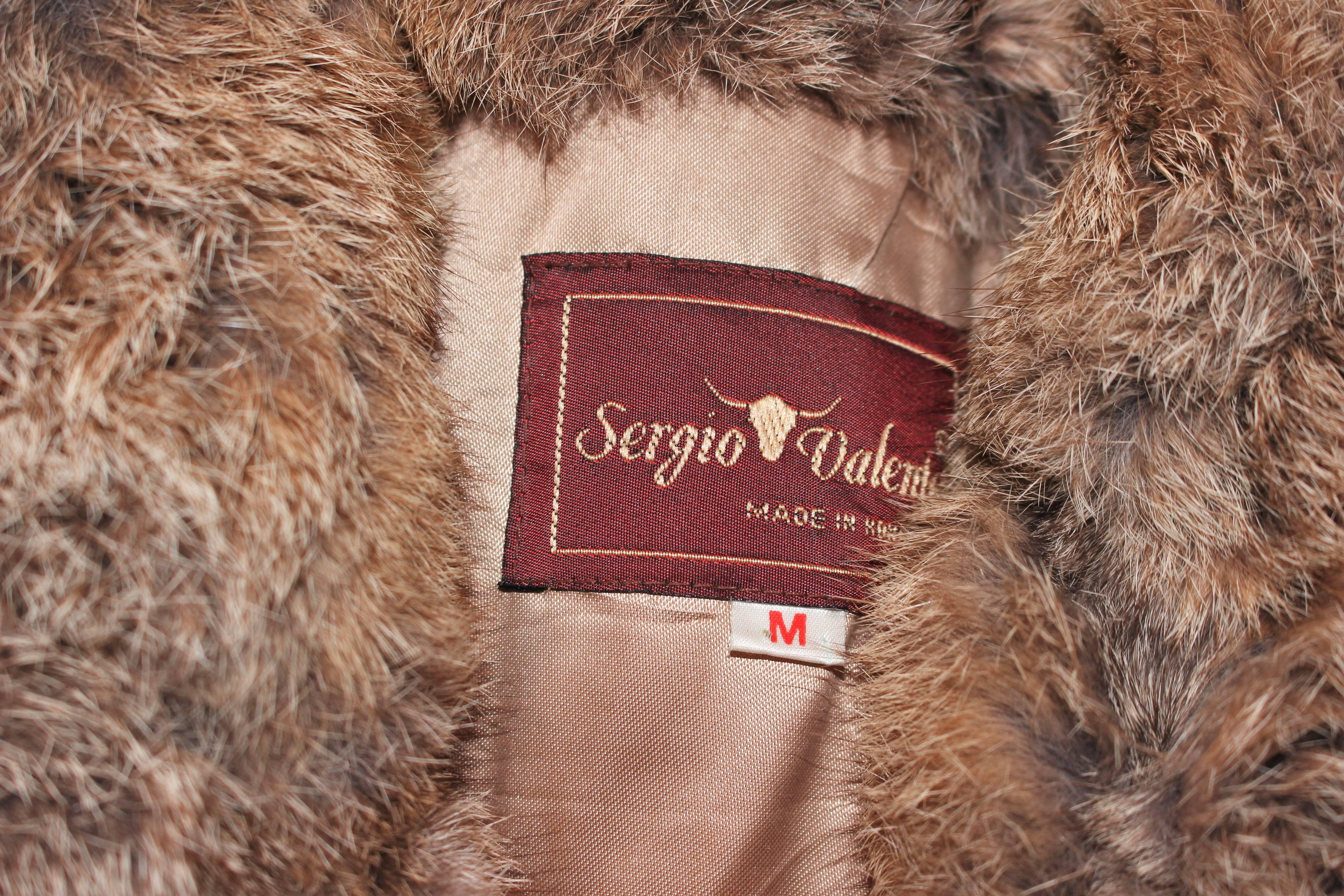 SERGIO VALENTE 1970's Chunky Rabbit Fur Jacket Size Medium For Sale 1