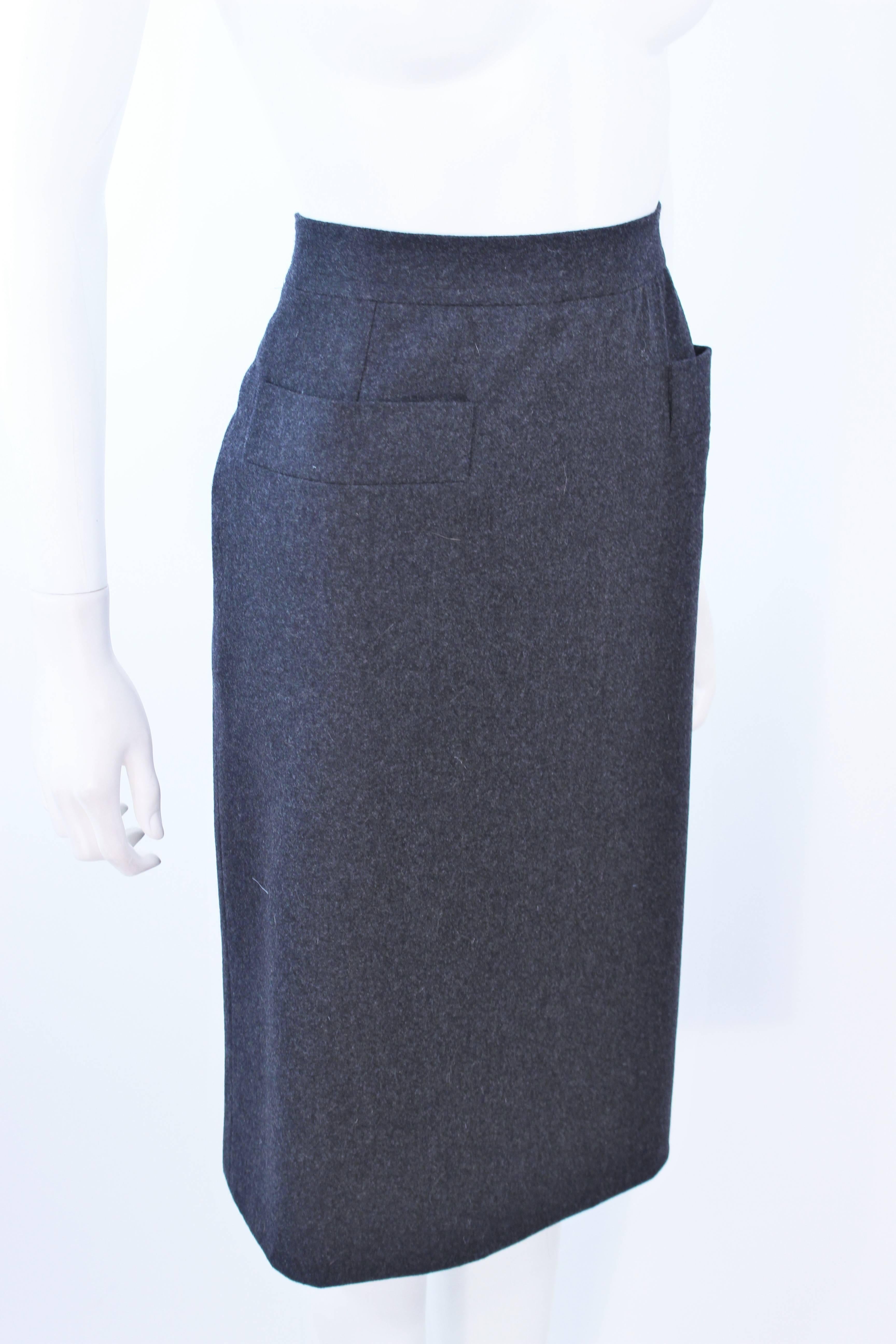 Women's YVES SAINT LAURENT Charcoal Wool Pencil Skirt Size 46 