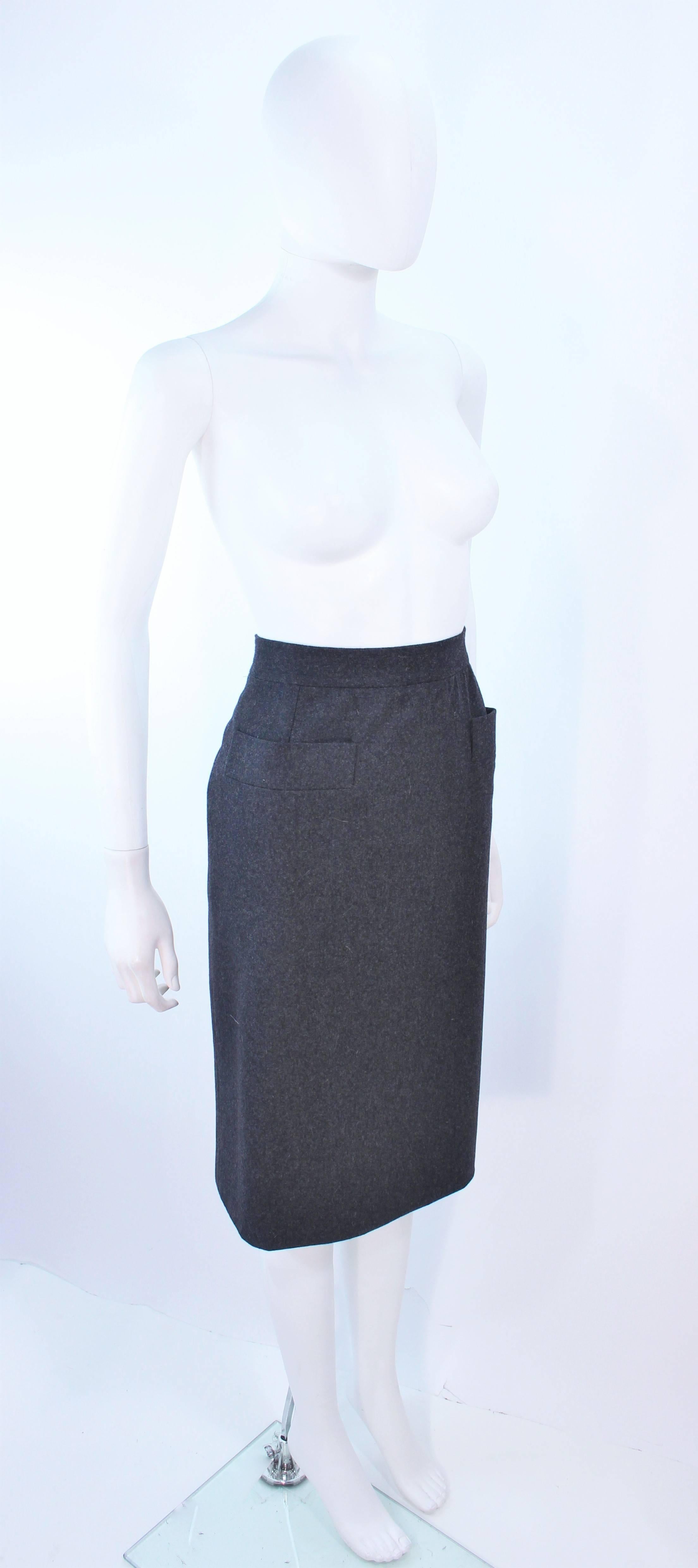 YVES SAINT LAURENT Charcoal Wool Pencil Skirt Size 46  In Excellent Condition In Los Angeles, CA