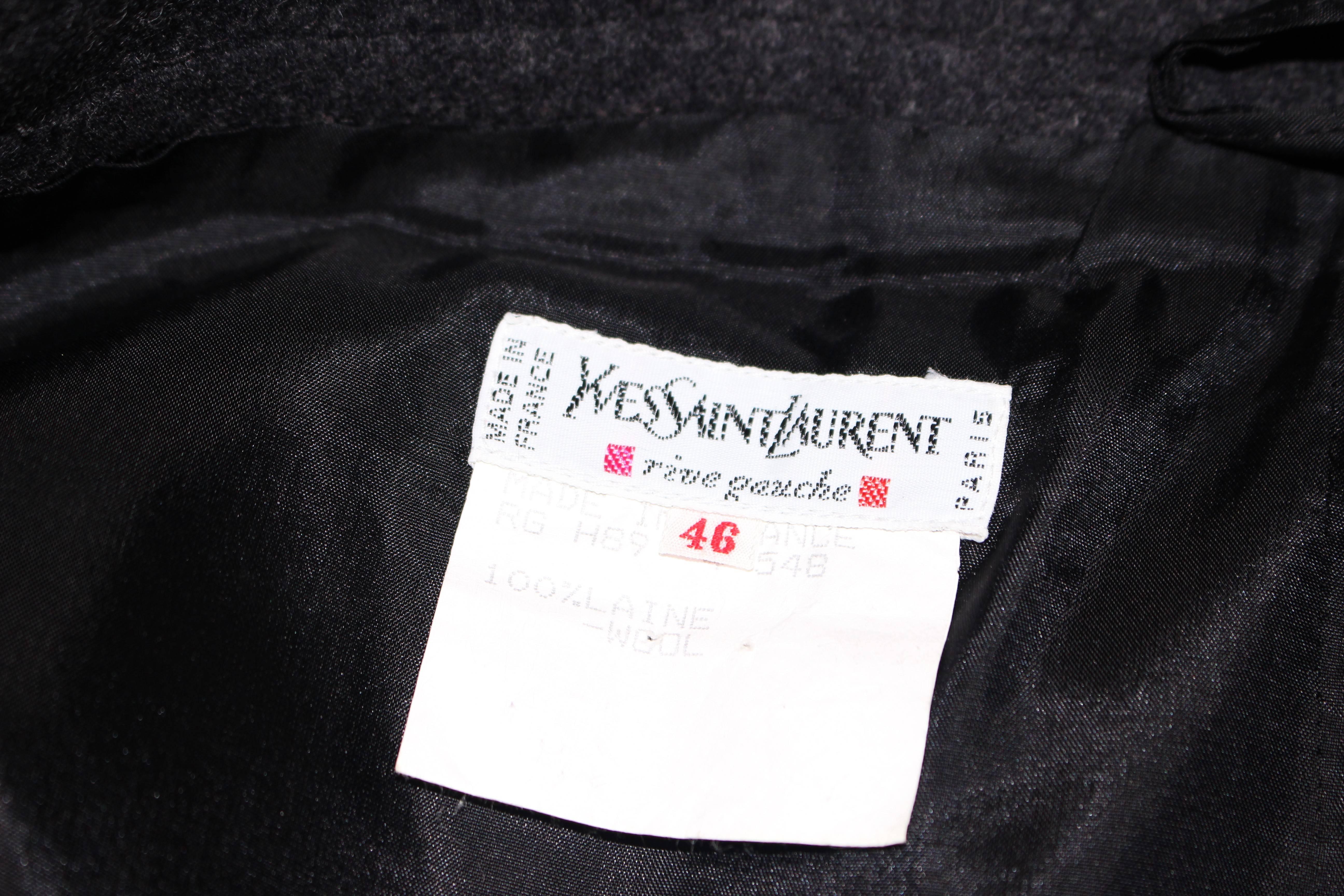 YVES SAINT LAURENT Charcoal Wool Pencil Skirt Size 46  2