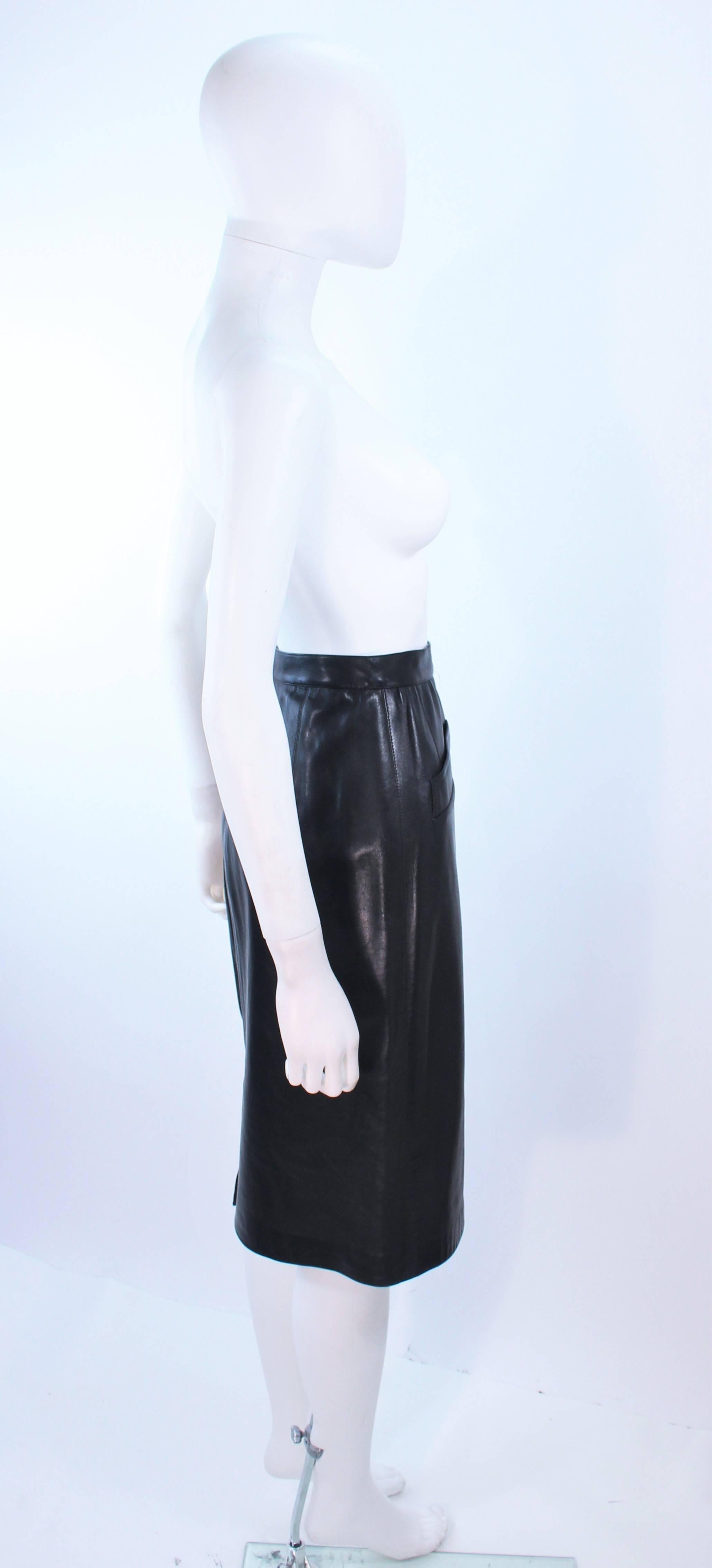 Women's YVES SAINT LAURENT Black Leather Skirt Size 46 For Sale
