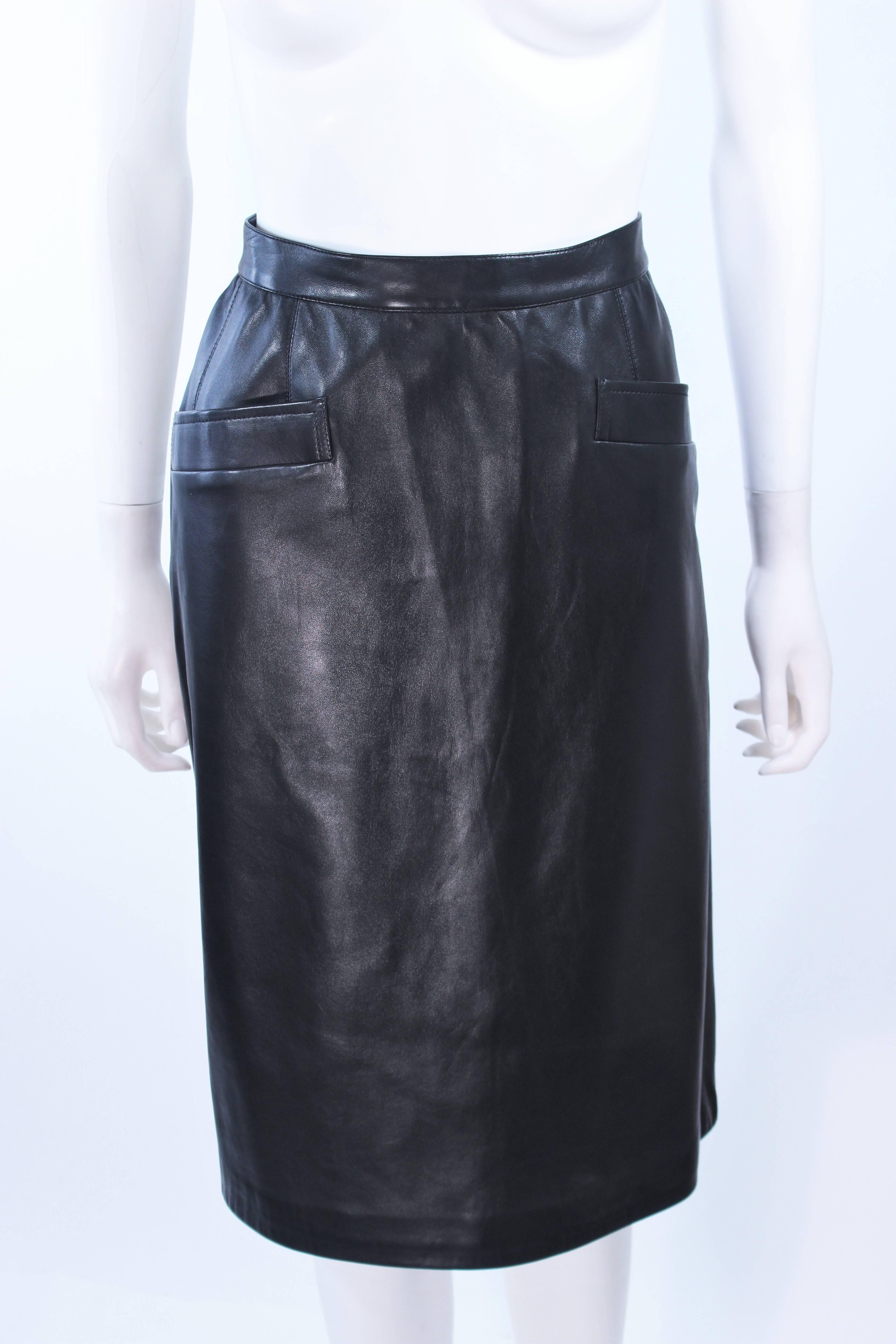 YVES SAINT LAURENT Black Leather Skirt Size 46 For Sale at 1stDibs ...