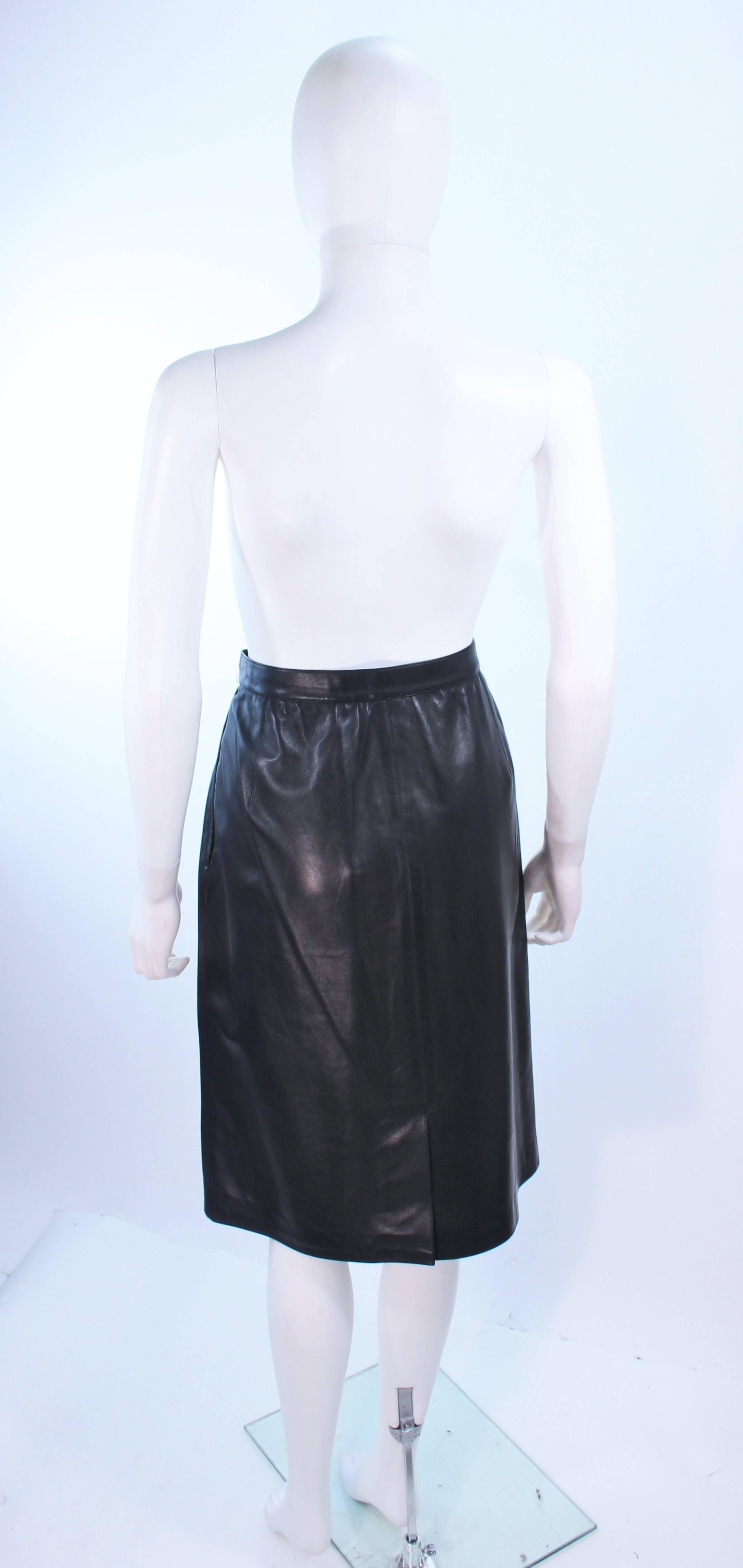 YVES SAINT LAURENT Black Leather Skirt Size 46 For Sale 1