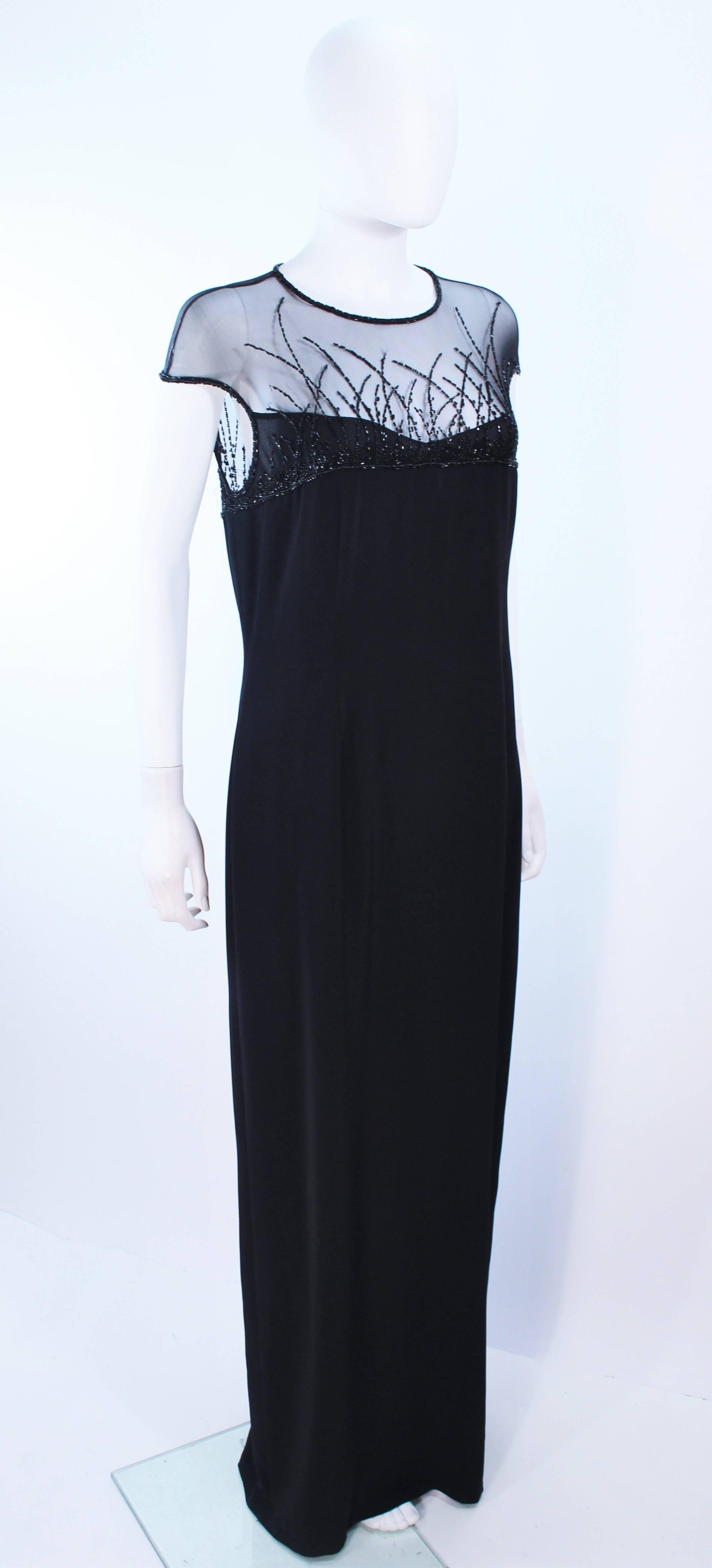 Women's BOB MACKIE Black Sheer Beaded Gown Size 14