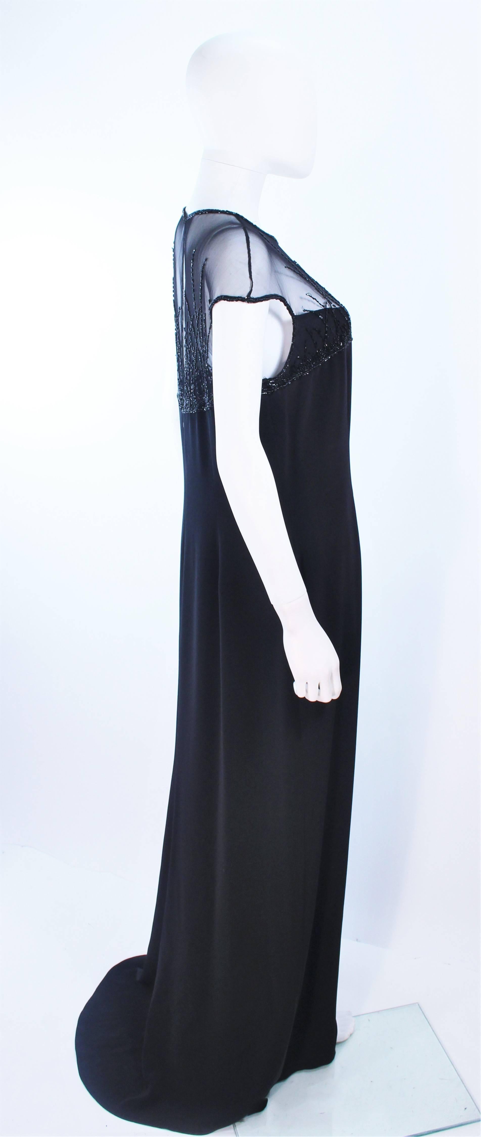 BOB MACKIE Black Sheer Beaded Gown Size 14 2