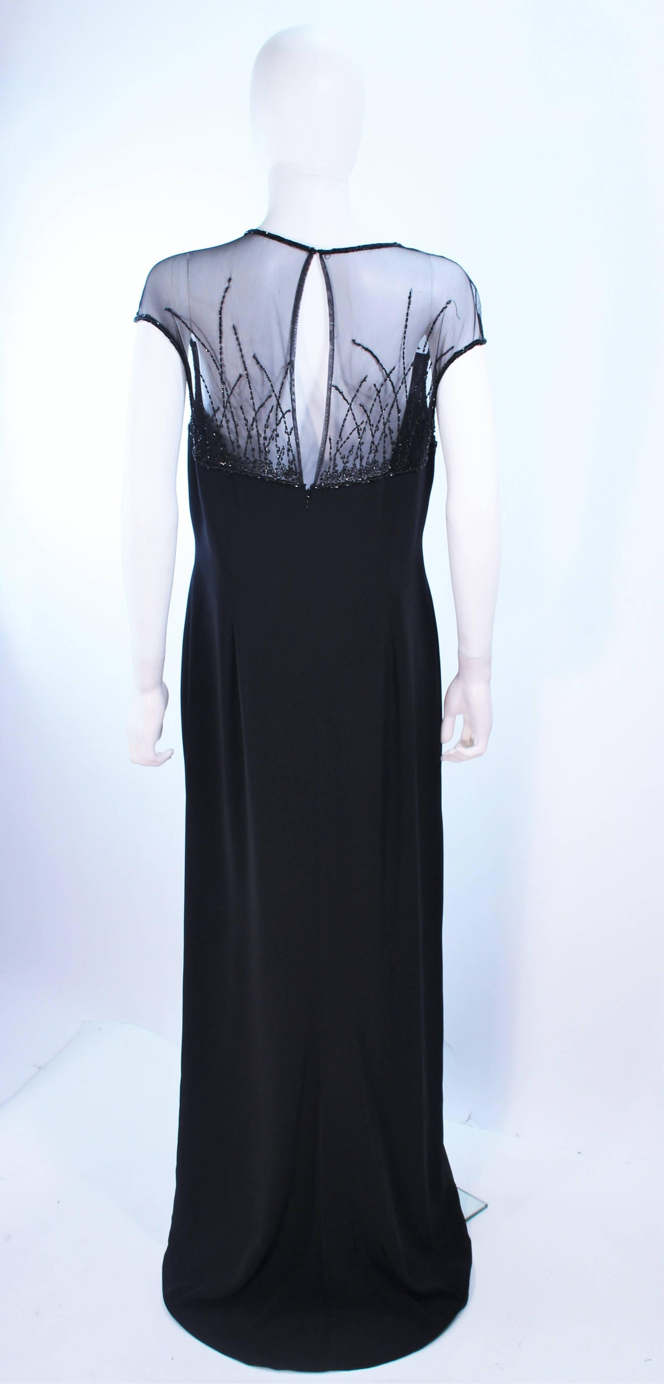 BOB MACKIE Black Sheer Beaded Gown Size 14 3