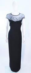 BOB MACKIE Black Sheer Beaded Gown Size 14