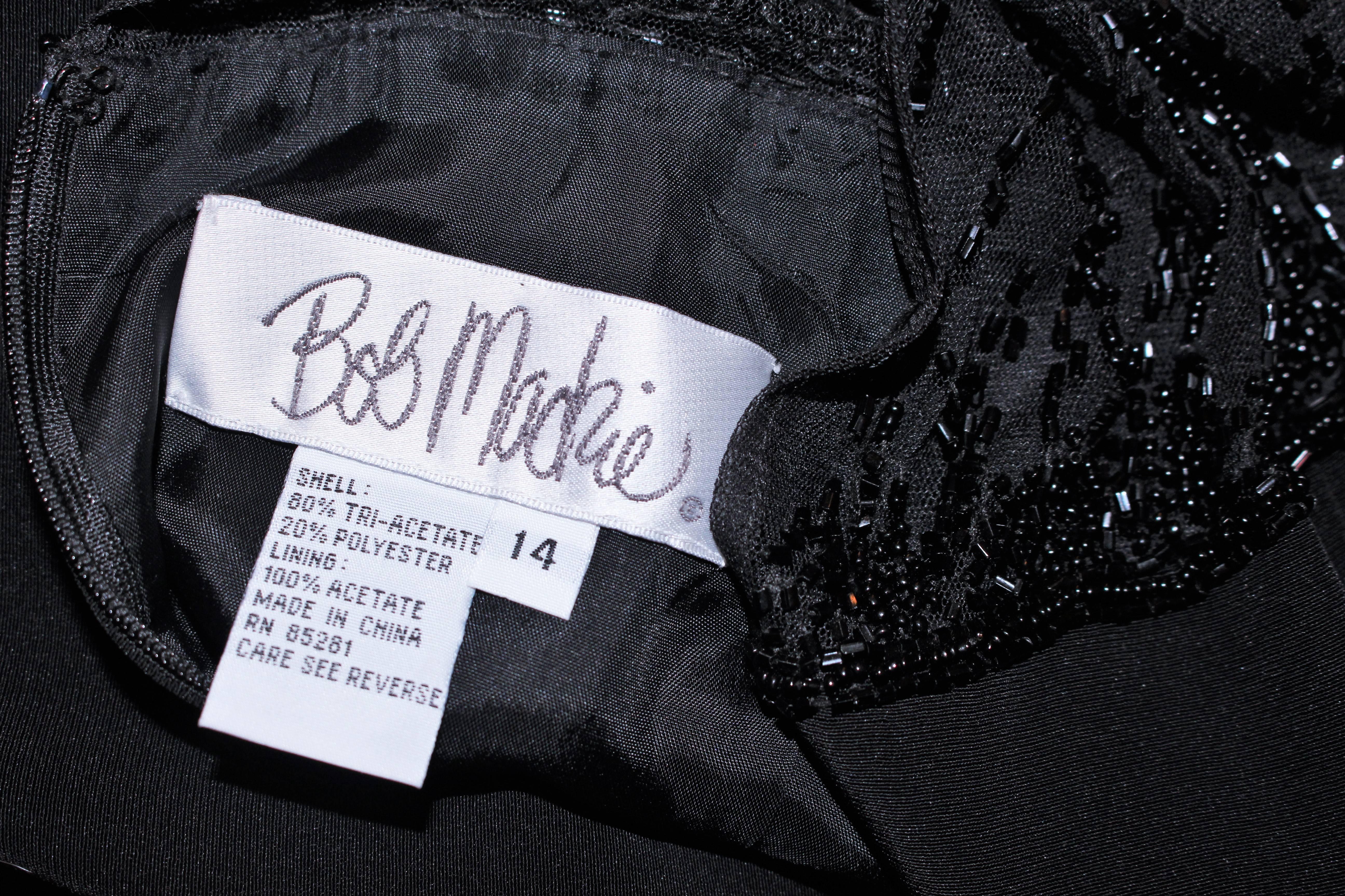 BOB MACKIE Black Sheer Beaded Gown Size 14 4