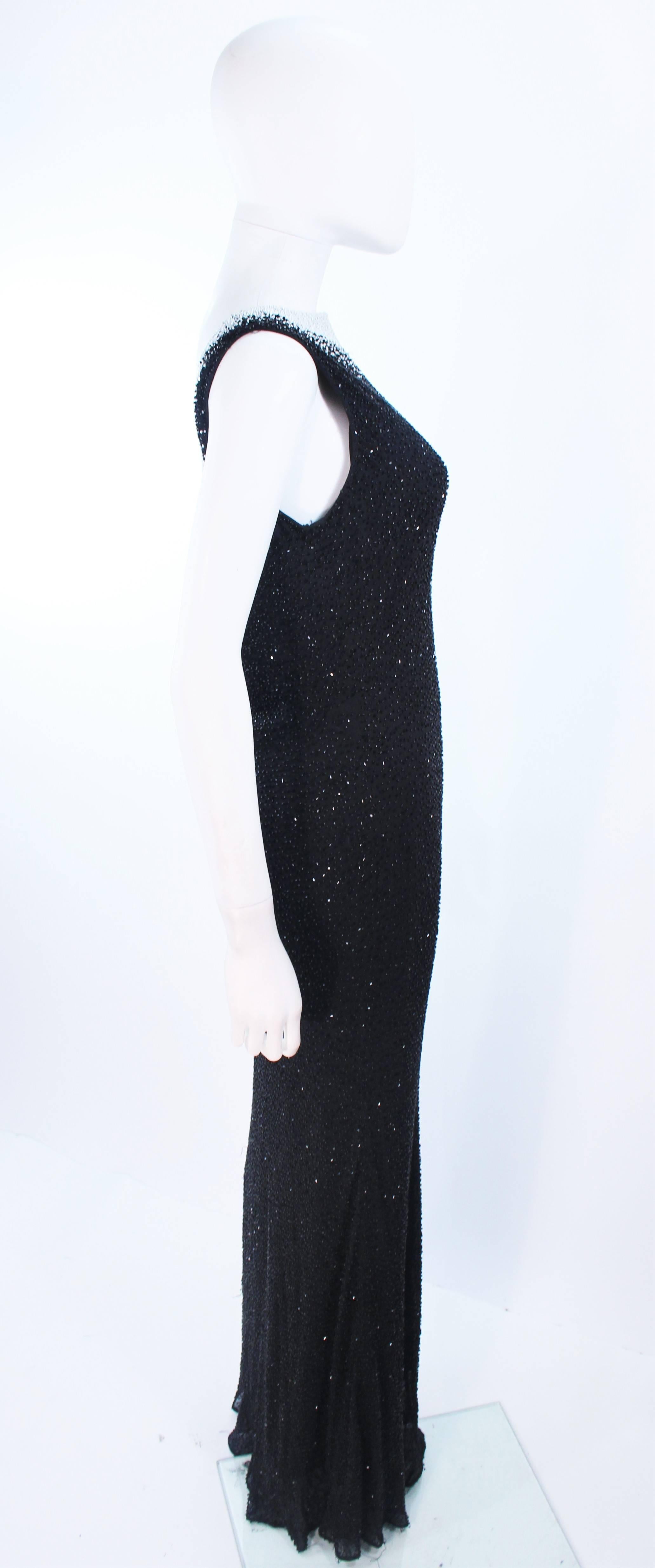 Women's JOVANI Black & White Beaded Gown Size 6 8 For Sale