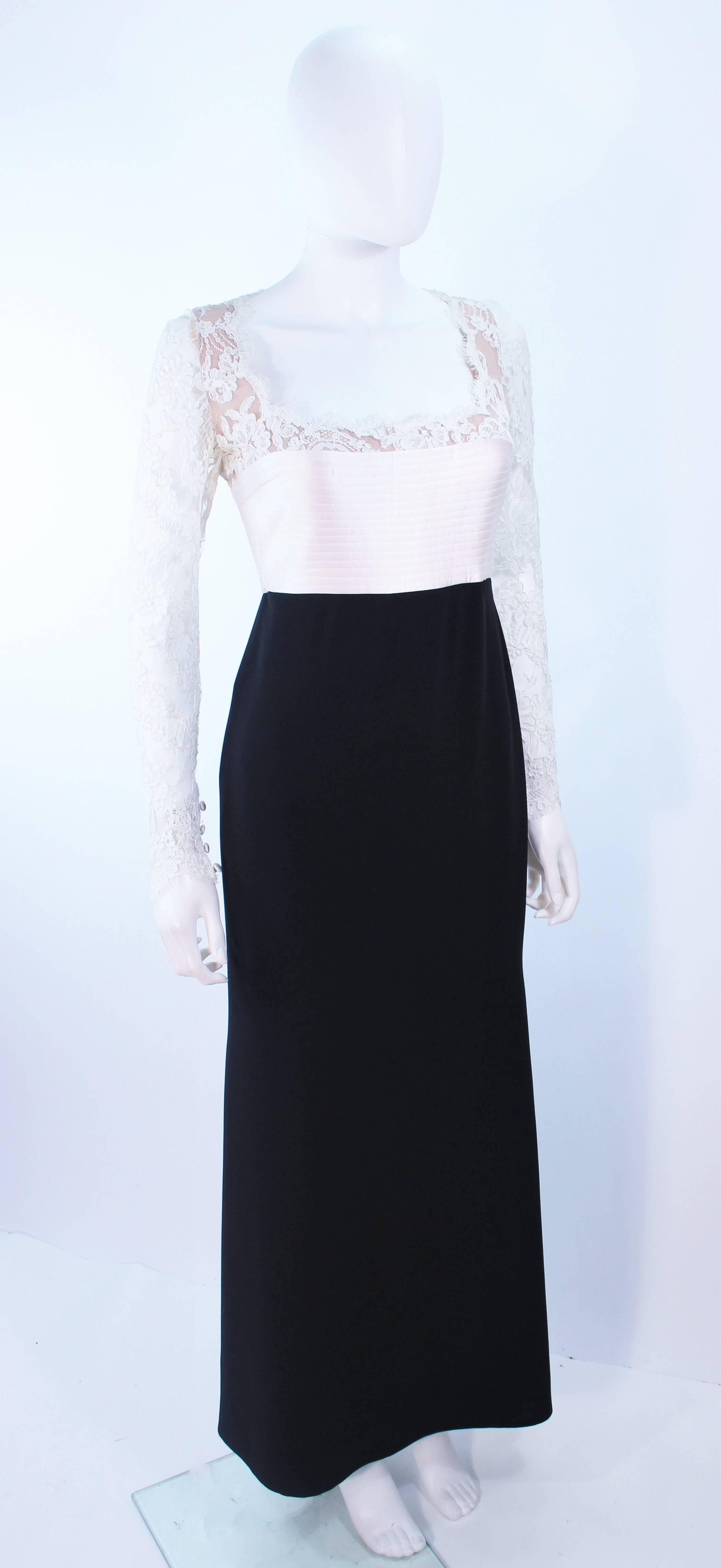 Women's BADGLEY MISCHKA Black and White Lace Gown Size 8 10 For Sale
