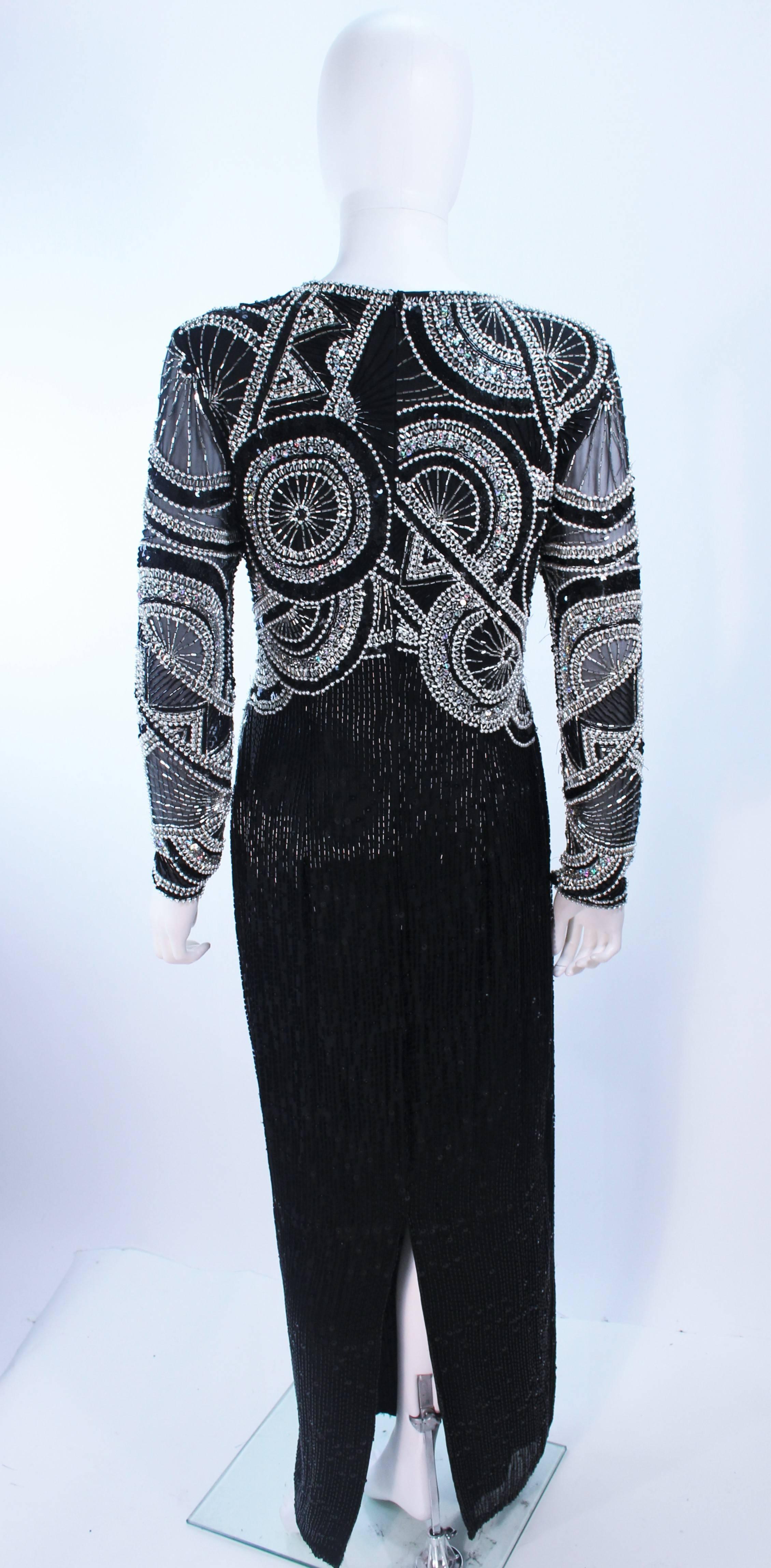 OLEG CASSINI 'Black Tie' Beaded Gown Size 6 For Sale 2