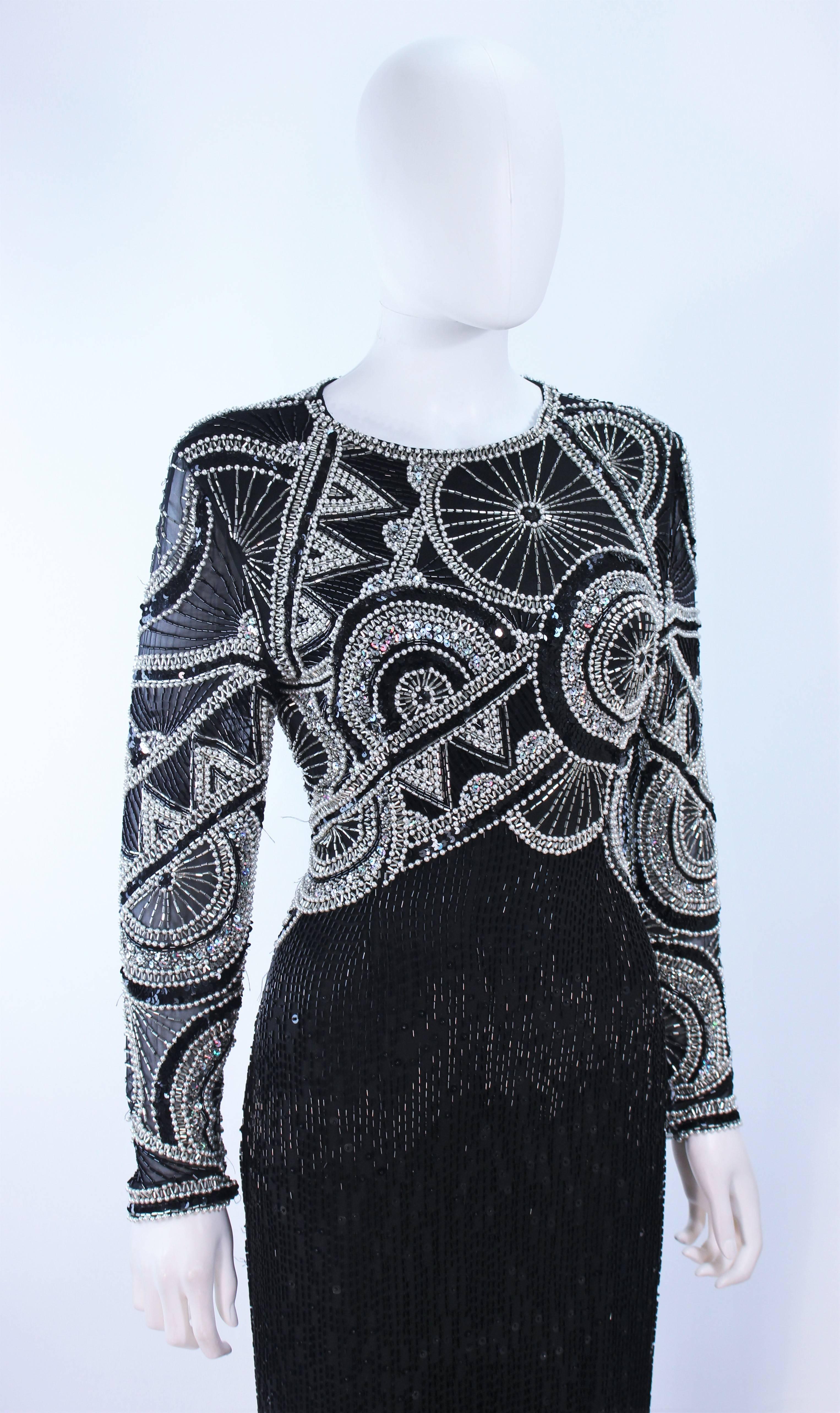 Women's OLEG CASSINI 'Black Tie' Beaded Gown Size 6 For Sale