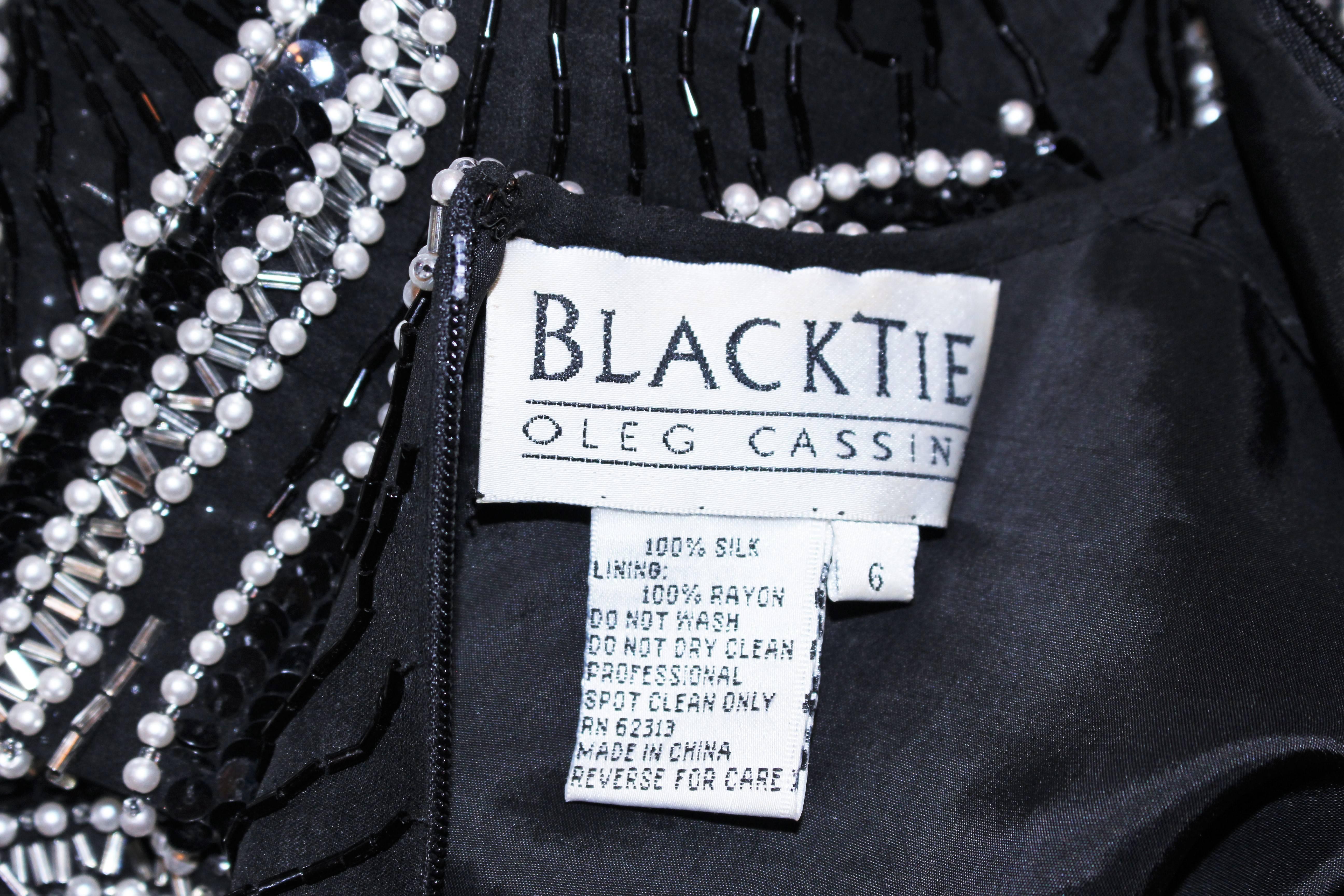 OLEG CASSINI 'Black Tie' Beaded Gown Size 6 For Sale 3