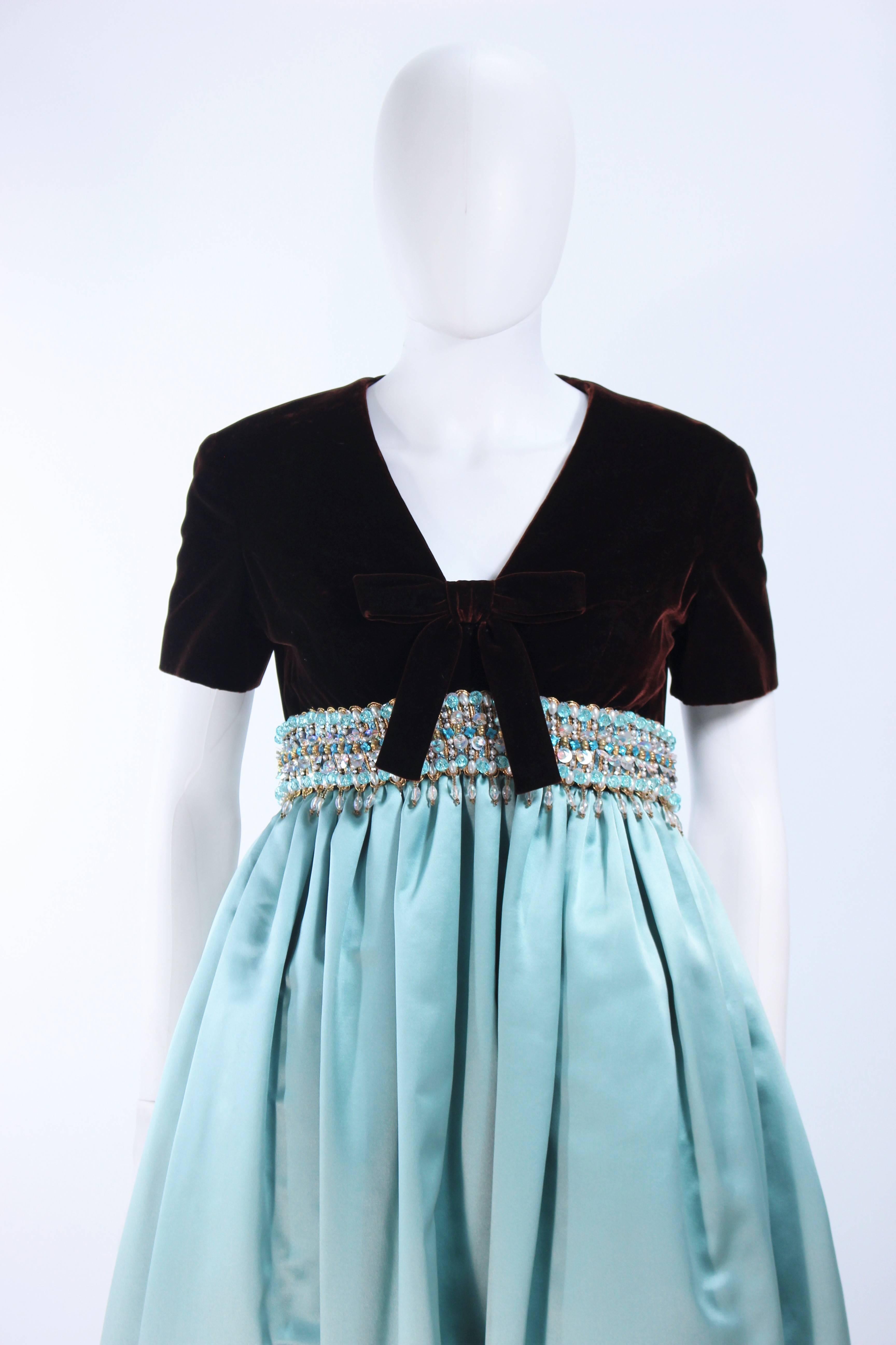 aqua embellished waist gown