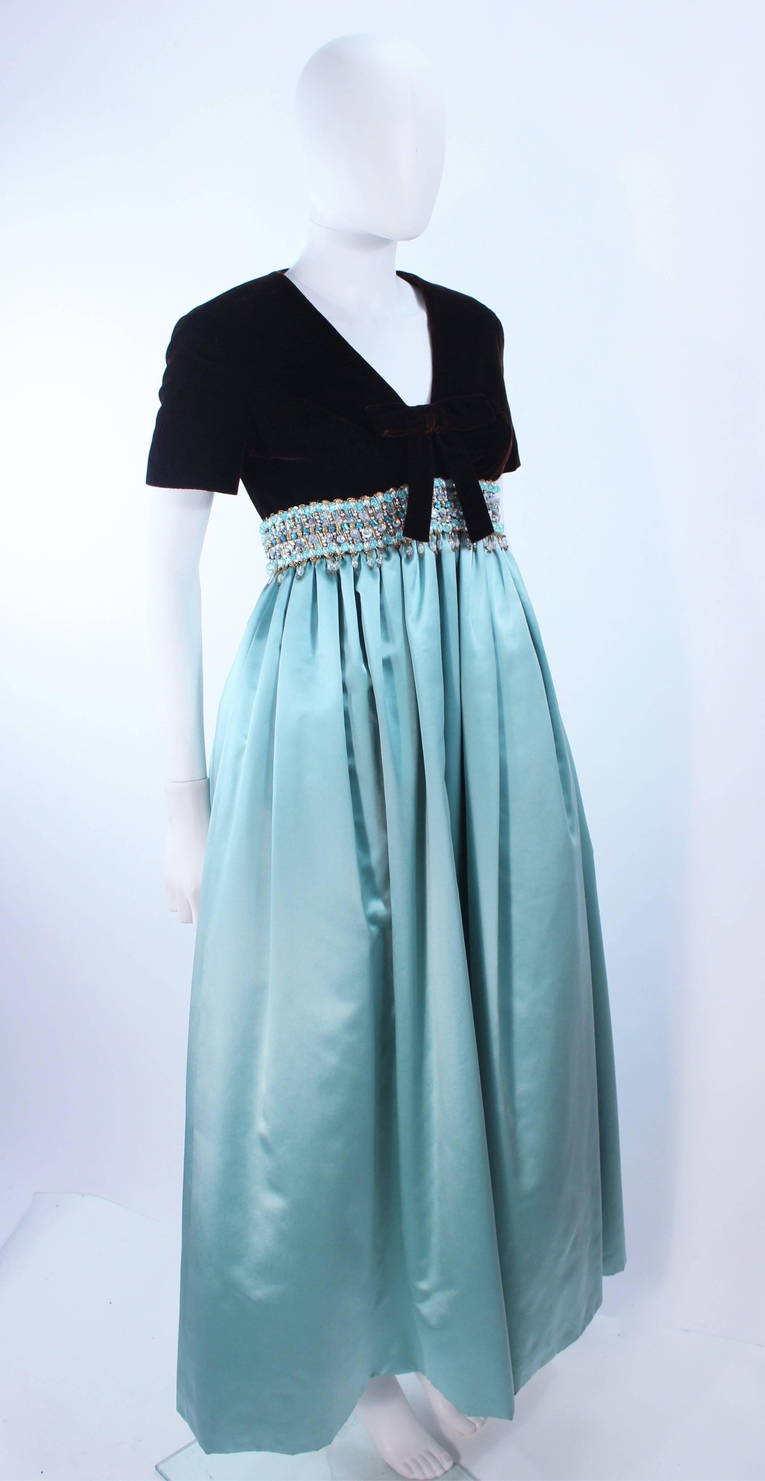 aqua embellished-waist gown