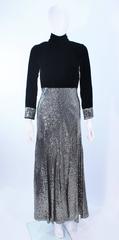Vintage 1970's Velvet and Silver Sequin Gown Size 4