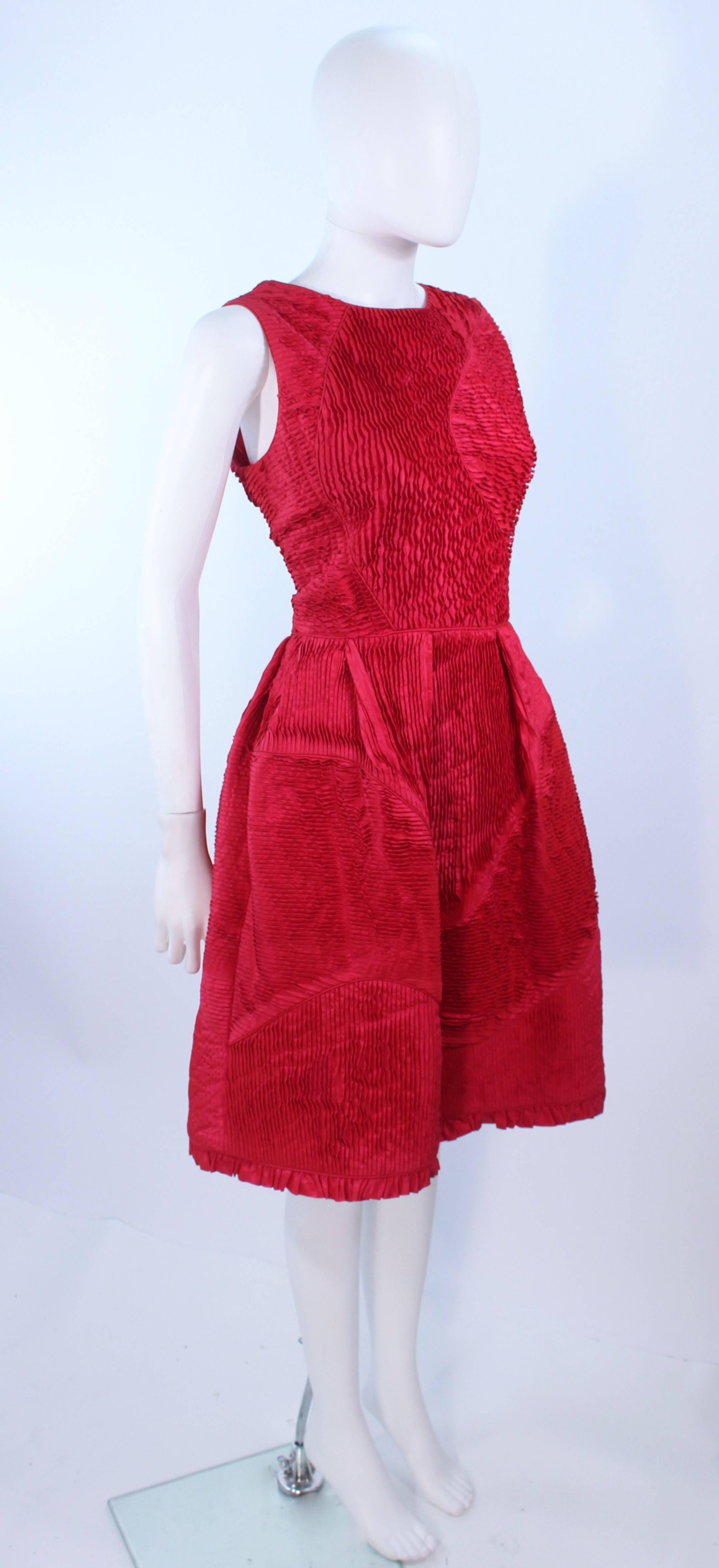 red gathered dress