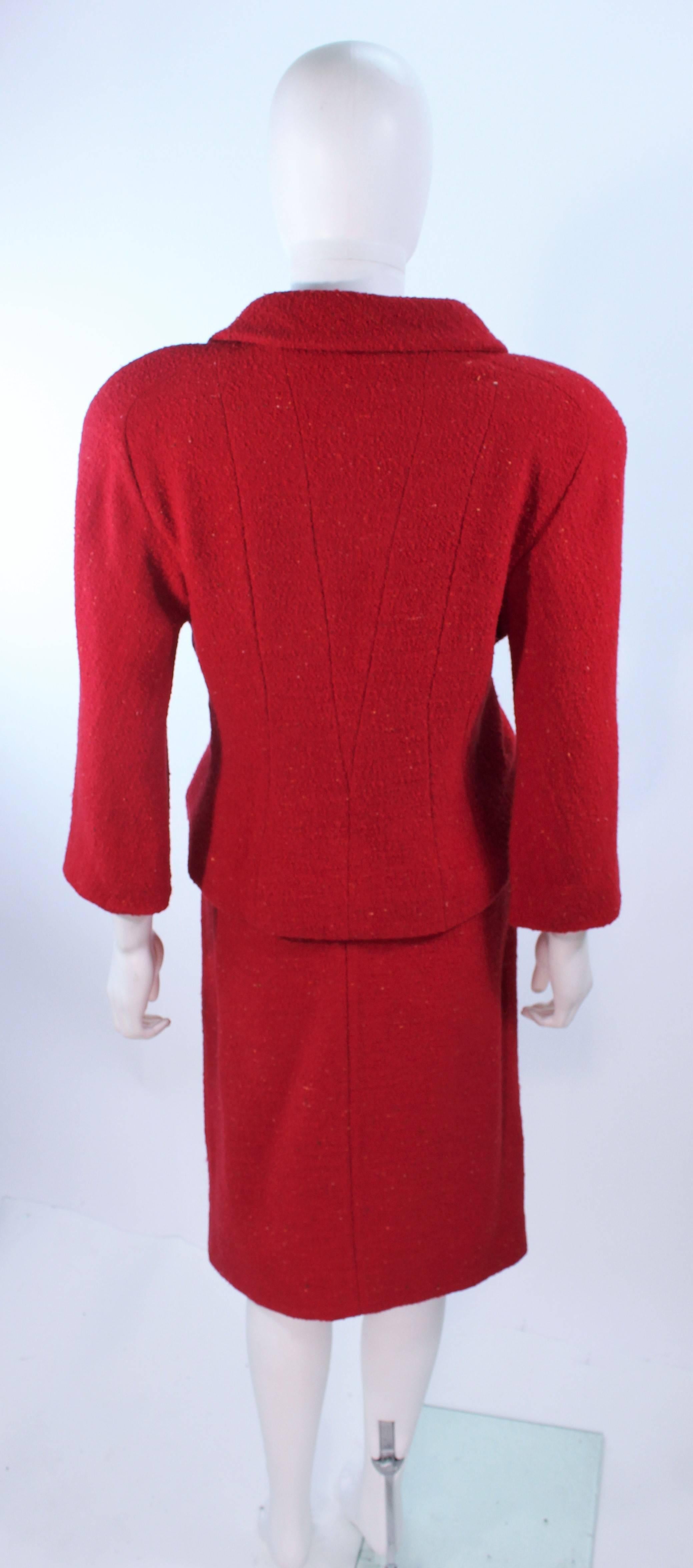 Women's KARL LAGERFELD Red Boucle Skirt Suit Size 14 For Sale
