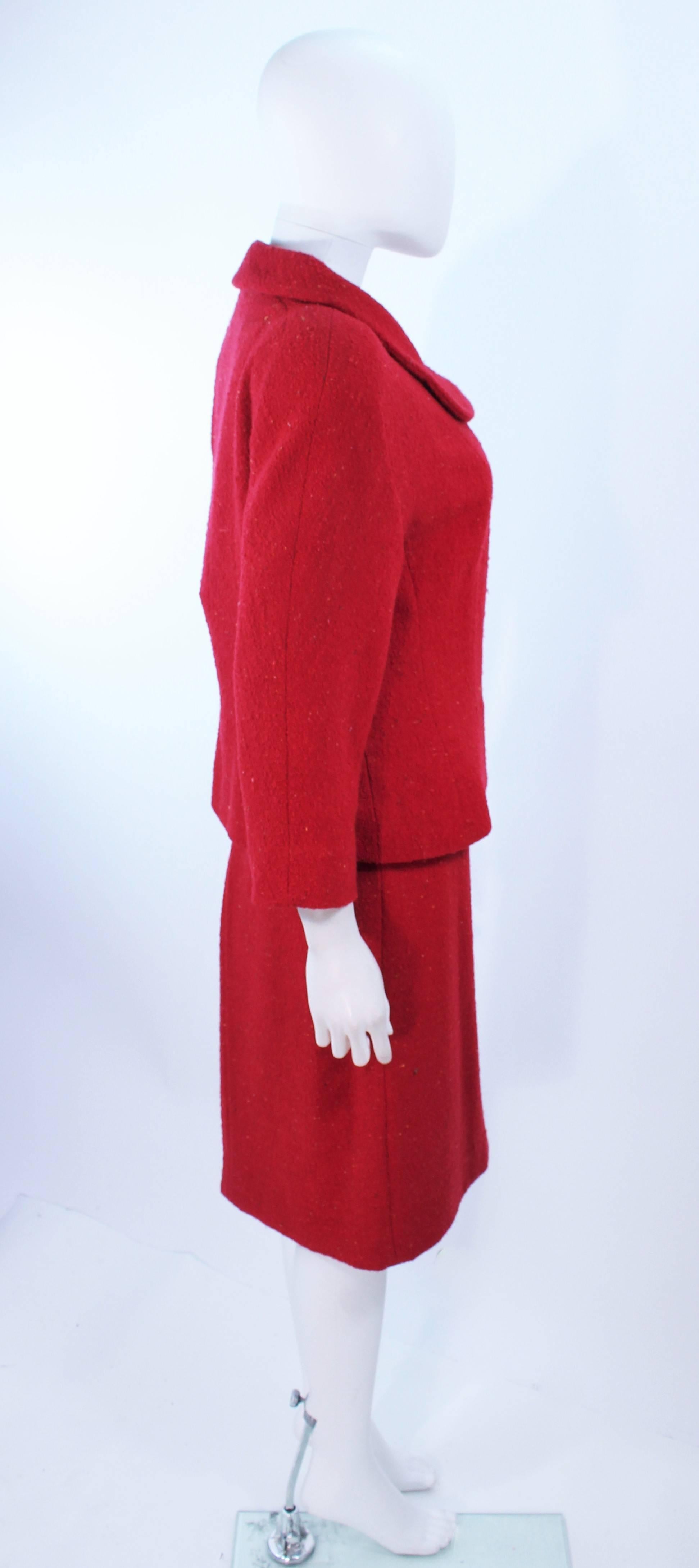 KARL LAGERFELD Red Boucle Skirt Suit Size 14 In Excellent Condition For Sale In Los Angeles, CA