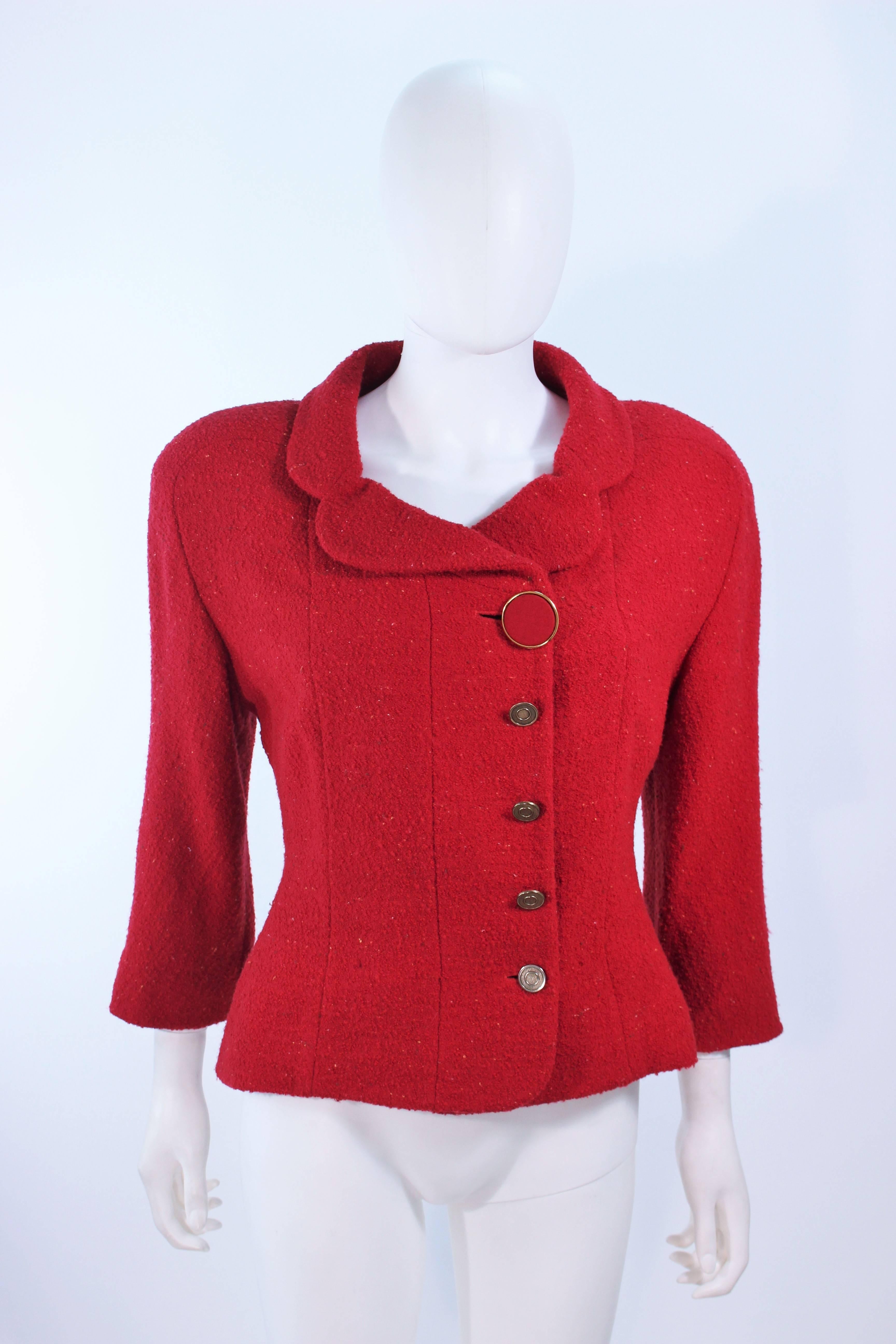 KARL LAGERFELD - Vestito con gonna in bouclè rosso taglia 14 in vendita 3