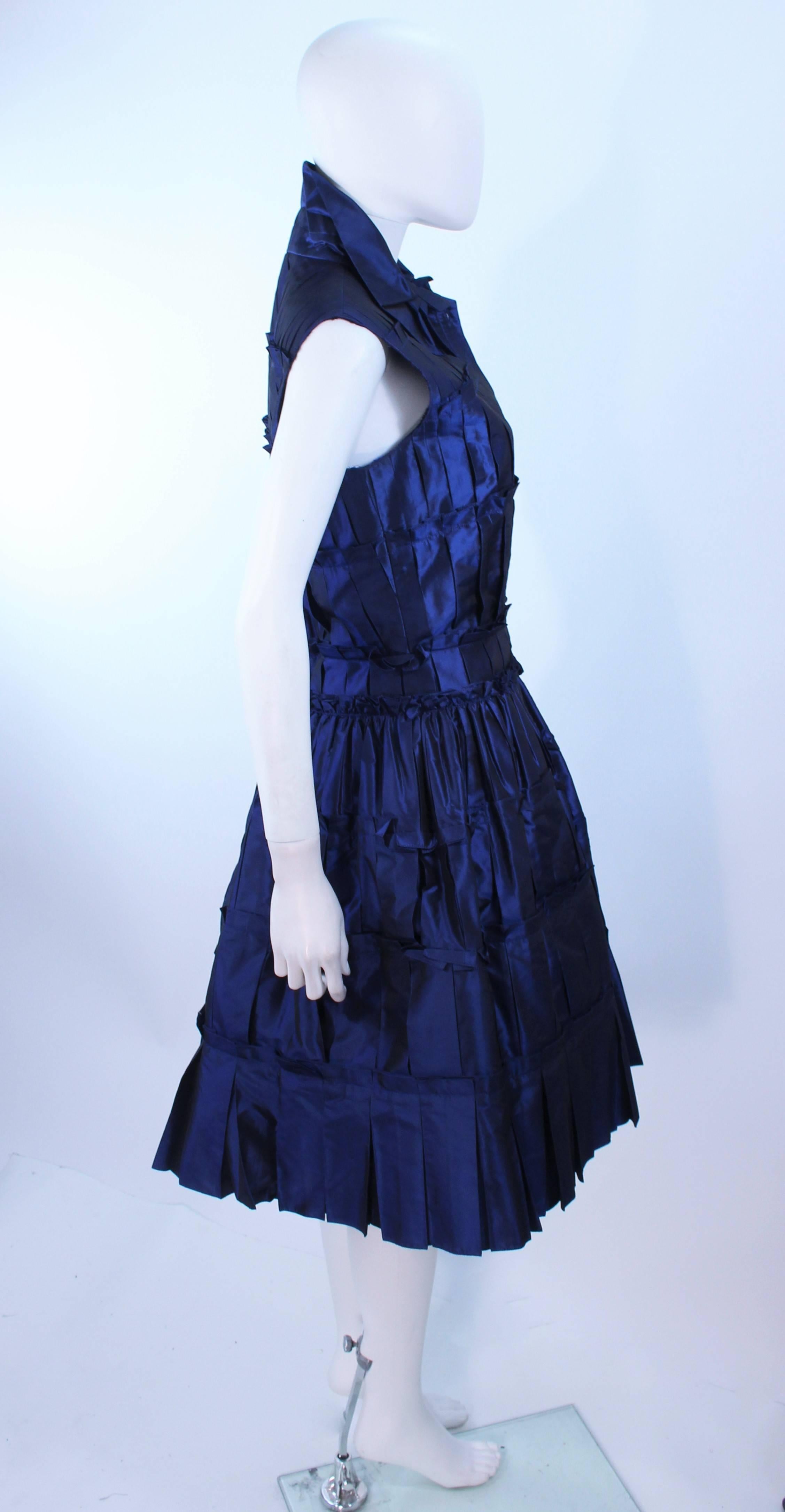 OSCAR DE LA RENTA Blue Silk Cocktail Dress Size 10 3