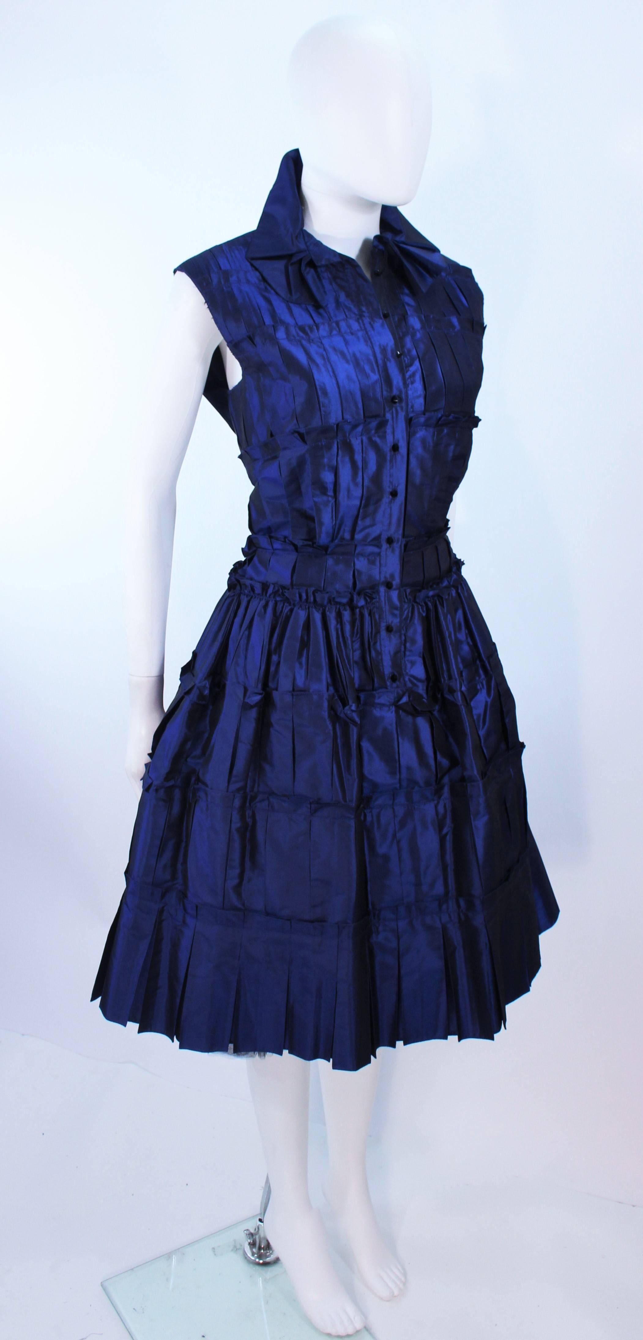 OSCAR DE LA RENTA Blue Silk Cocktail Dress Size 10 1